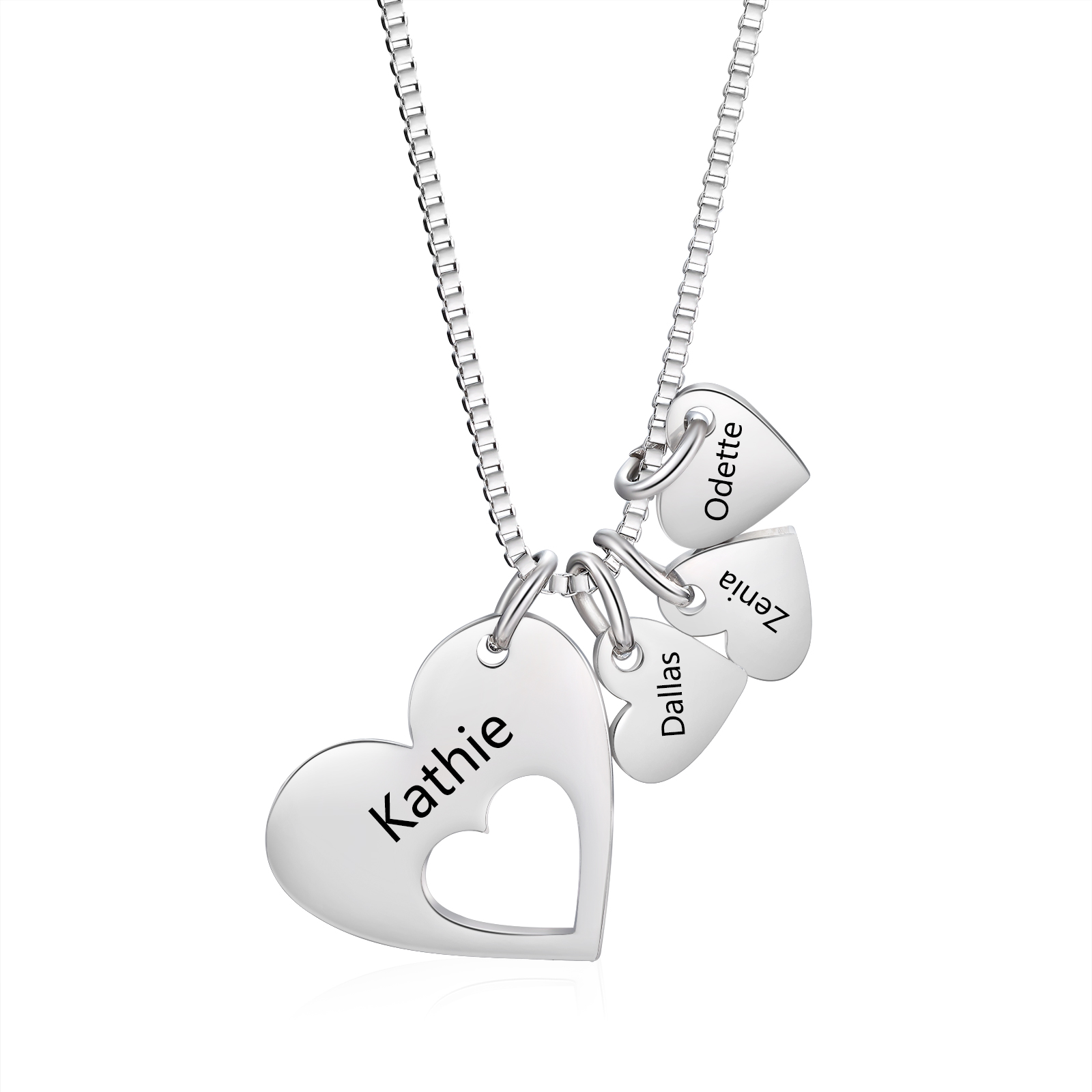 Personalised Necklace Heart Pendant Custom 2-5 Names Jewelry for Mothers' Day Gift | Jessemade