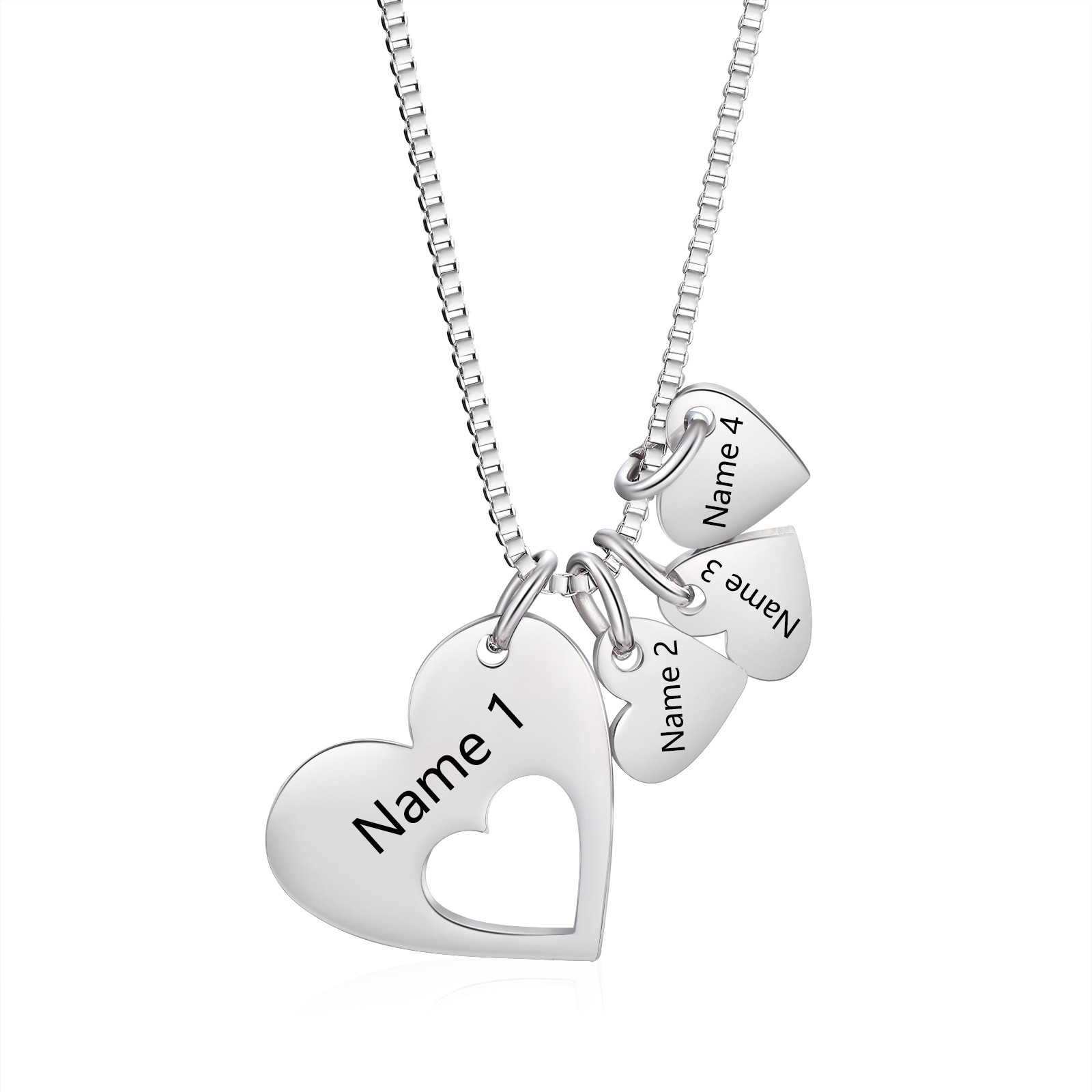 Personalised Necklace Heart Pendant Custom 2-5 Names Jewelry for Mothers' Day Gift | Jessemade