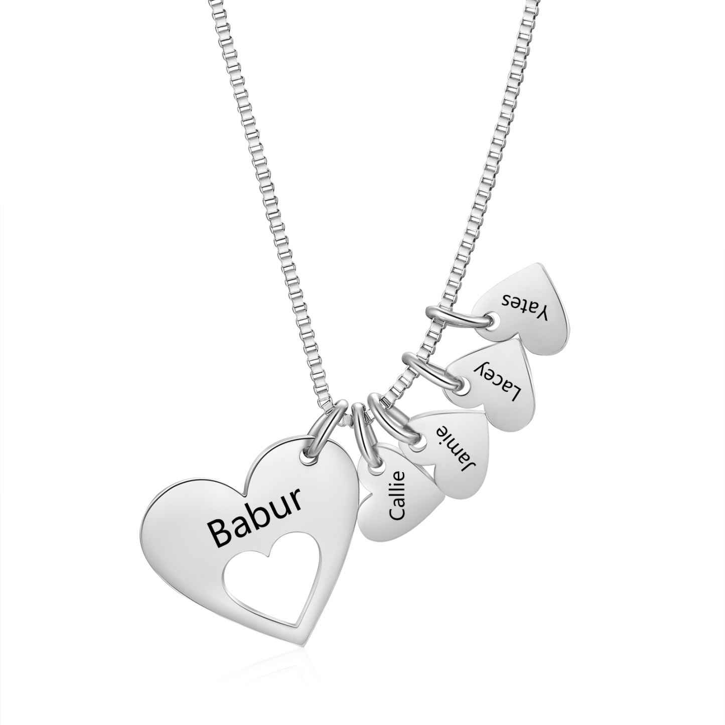 Personalised Heart Name Necklace – Custom Engraved Family Pendant | Jessemade