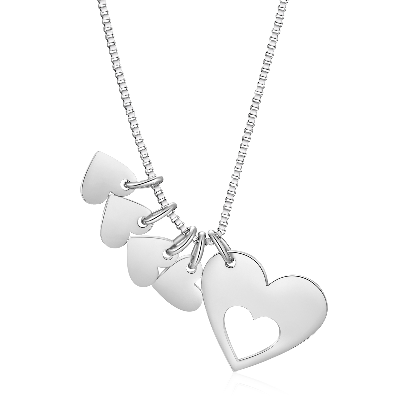 Personalised Necklace Heart Pendant Custom 2-5 Names Jewelry for Mothers' Day Gift | Jessemade