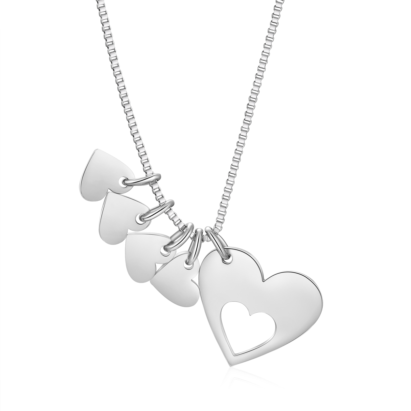 Personalised Necklace Heart Pendant Custom 2-5 Names Jewelry for Mothers' Day Gift | Jessemade