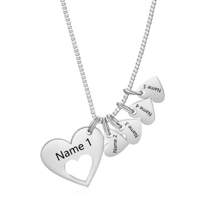 Personalised Necklace Heart Pendant Custom 2-5 Names Jewelry for Mothers' Day Gift | Jessemade