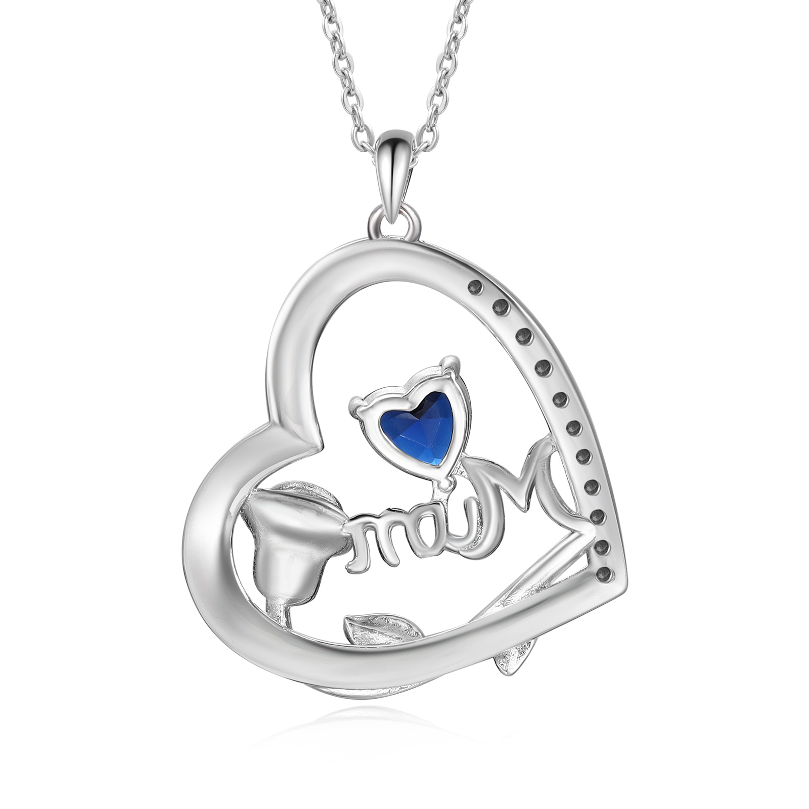 For Mother - Personalised Heart Necklace Custom 1 Birthstone and Name Jewelry Rose Ideal Mothers' Day Gift | Jessemade