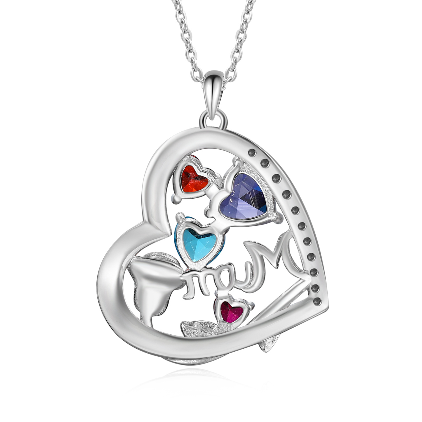 For Mother - Personalised Heart Necklace Custom 4 Birthstones and Names Jewelry Rose Ideal Mothers' Day Gift | Jessemade