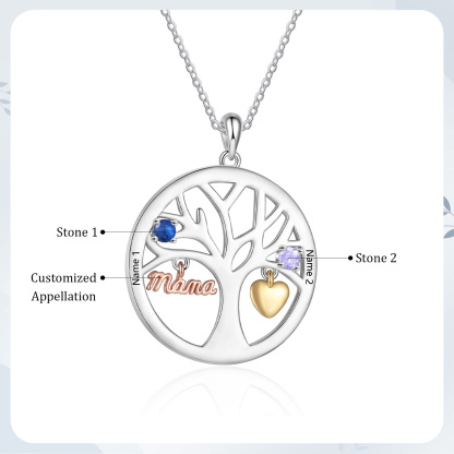 To my Mum/Mom Personalised Family Tree Necklace witn 2 Names and Birthstones Mothers' Day Gift | Jessemade