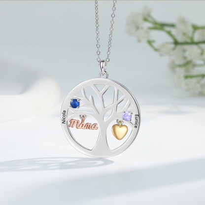 To my Mum/Mom Personalised Family Tree Necklace witn 2 Names and Birthstones Mothers' Day Gift | Jessemade