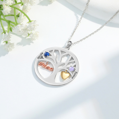 To my Mum/Mom Personalised Family Tree Necklace witn 2 Names and Birthstones Mothers' Day Gift | Jessemade