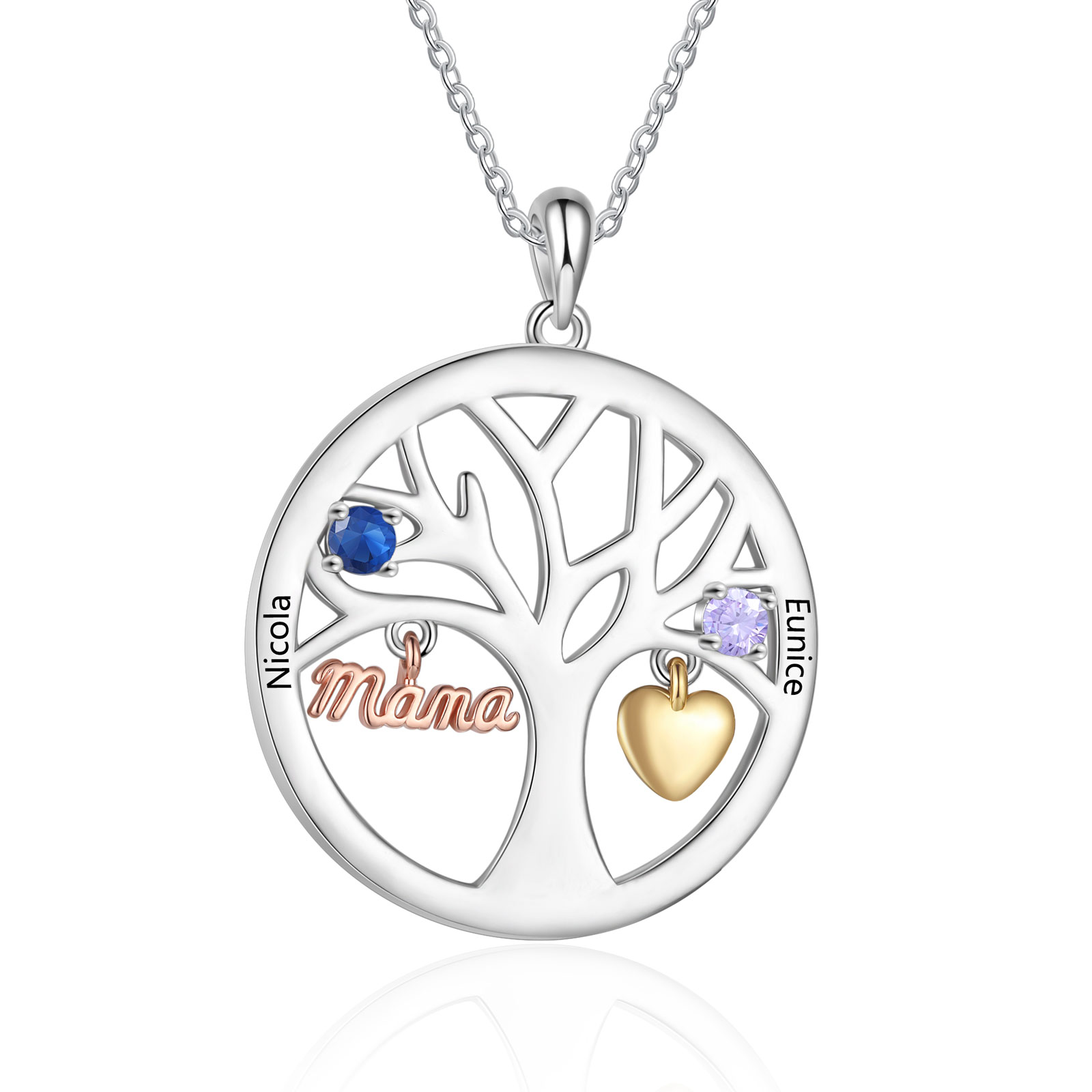 To my Mum/Mom Personalised Family Tree Necklace witn 2 Names and Birthstones Mothers' Day Gift | Jessemade