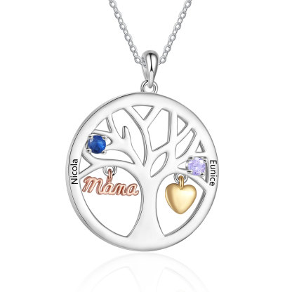 Family Tree Necklace with 2 Names & Birthstones – Mum Gift | Jessemade