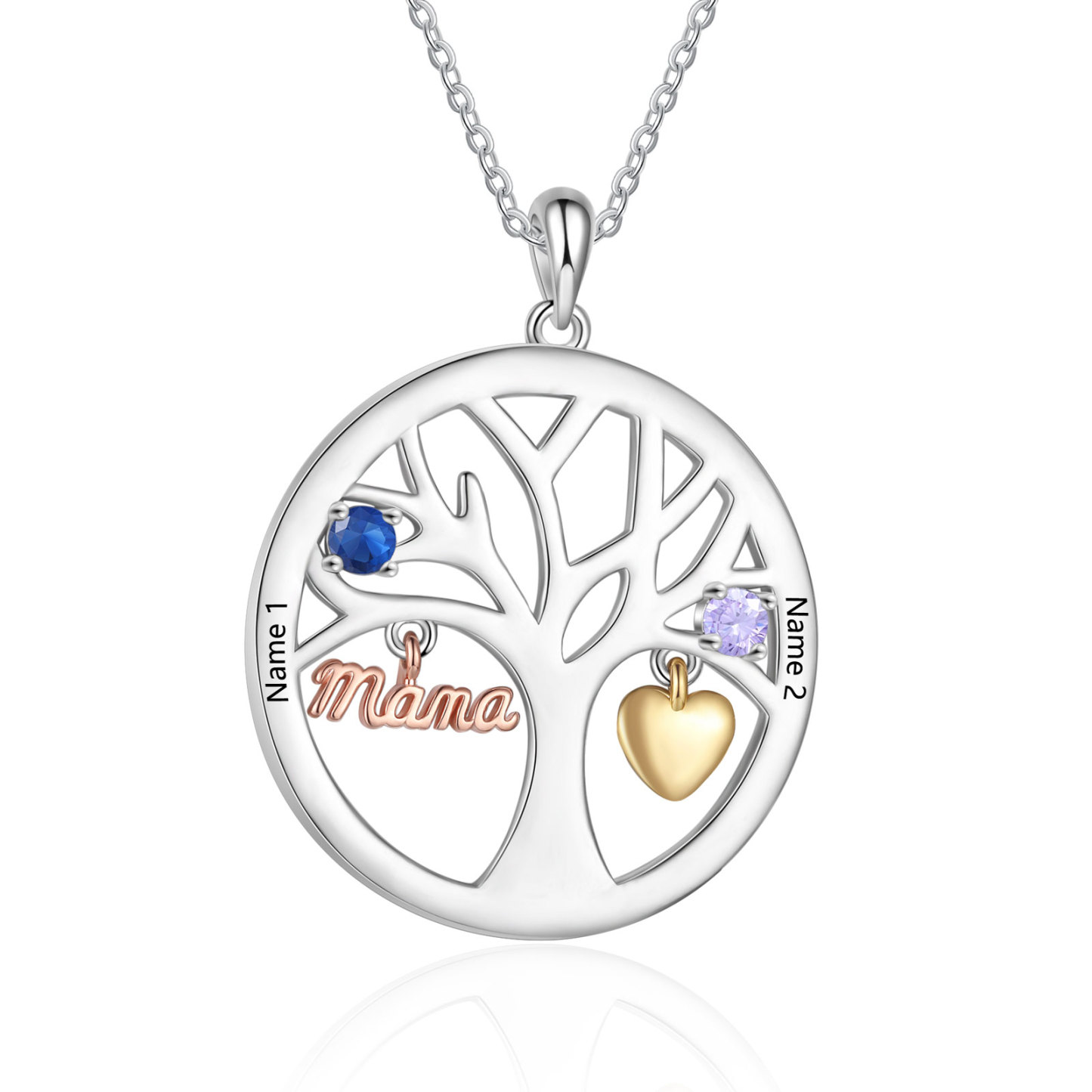 To my Mum/Mom Personalised Family Tree Necklace witn 2 Names and Birthstones Mothers' Day Gift | Jessemade