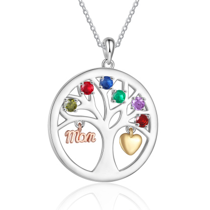 To my Mum/Mom Personalised Family Tree Necklace witn 6 Names and Birthstones Mothers' Day Gift | Jessemade