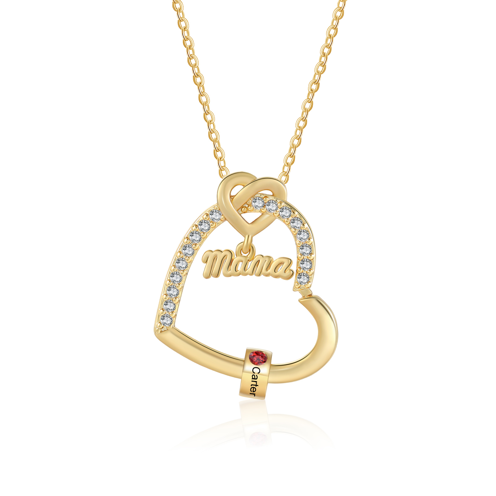 To my Mum/Mom Personalised Heart Necklace Custom 1 Birthstone and Name Mothers' Day Gift | Jessemade
