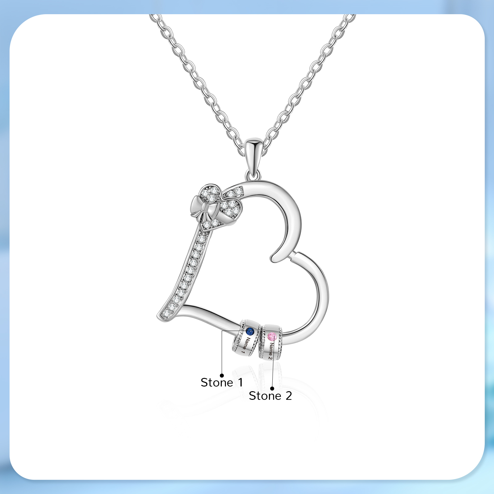 2 Names Personalised Birthstone Bracelet – Infinity Family Heart Charm Jewellery | Jessemade