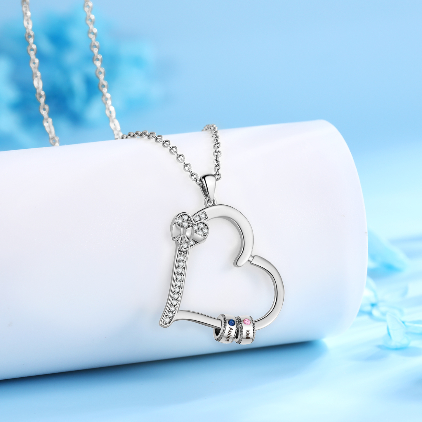 2 Names Personalised Birthstone Bracelet – Infinity Family Heart Charm Jewellery | Jessemade