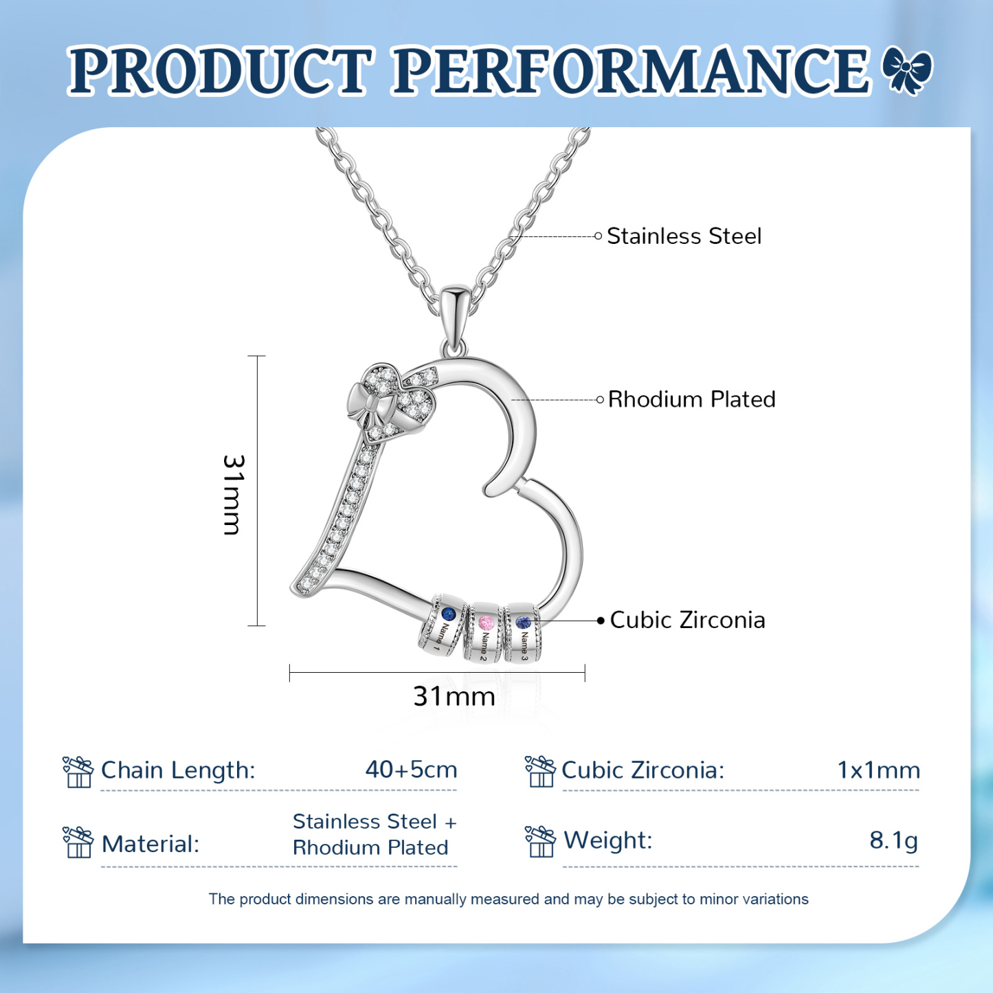 3 Names & 3 Birthstones Personalised Birthstone Bracelet – Infinity Family Heart Charm Jewellery | Jessemade