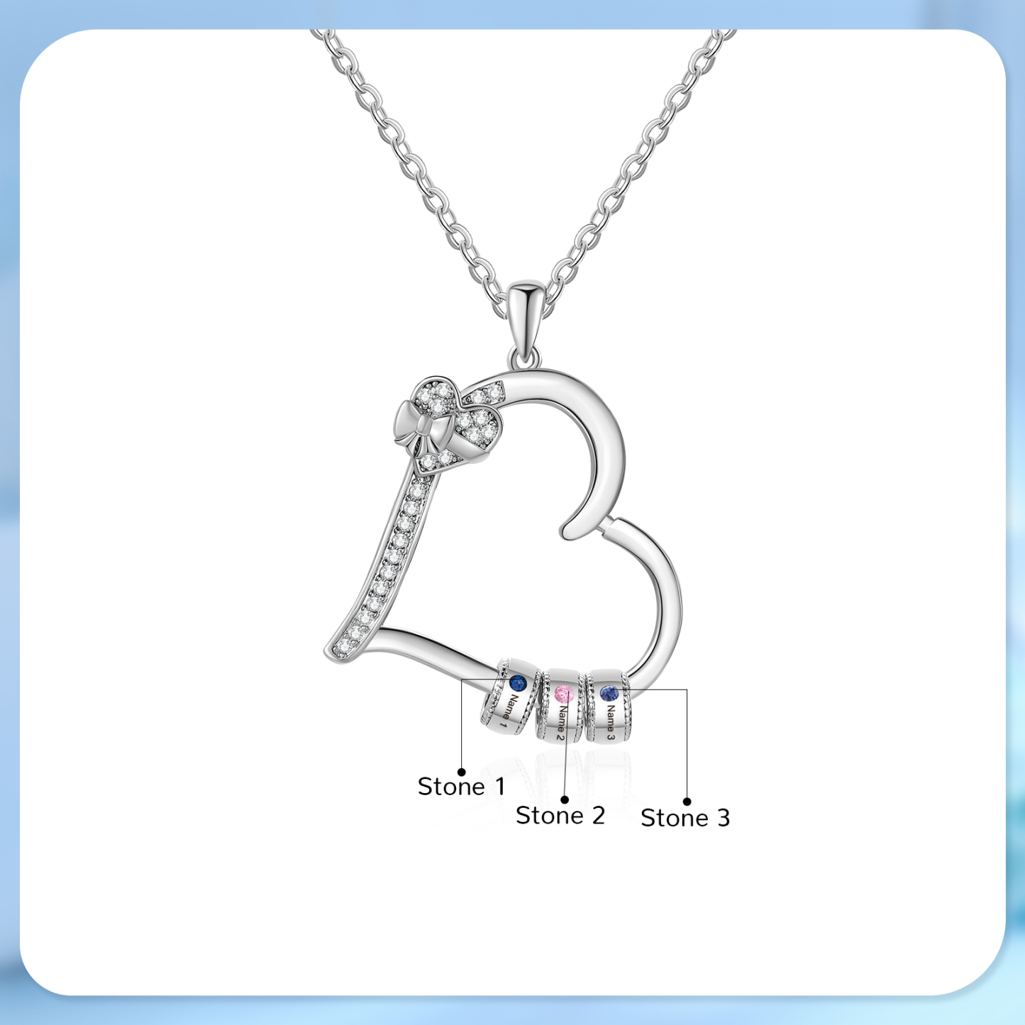 3 Names & 3 Birthstones Personalised Birthstone Bracelet – Infinity Family Heart Charm Jewellery | Jessemade