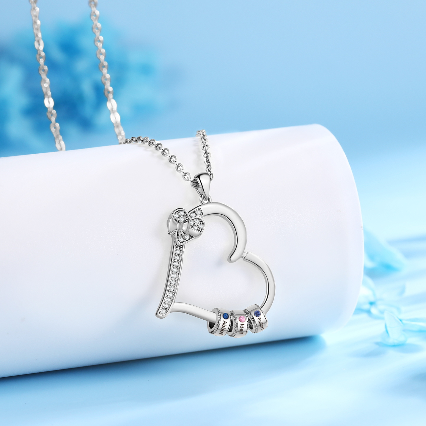 3 Names & 3 Birthstones Personalised Birthstone Bracelet – Infinity Family Heart Charm Jewellery | Jessemade