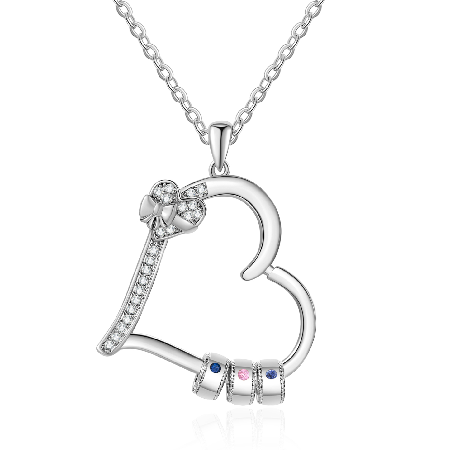 3 Names & 3 Birthstones Personalised Birthstone Bracelet – Infinity Family Heart Charm Jewellery | Jessemade