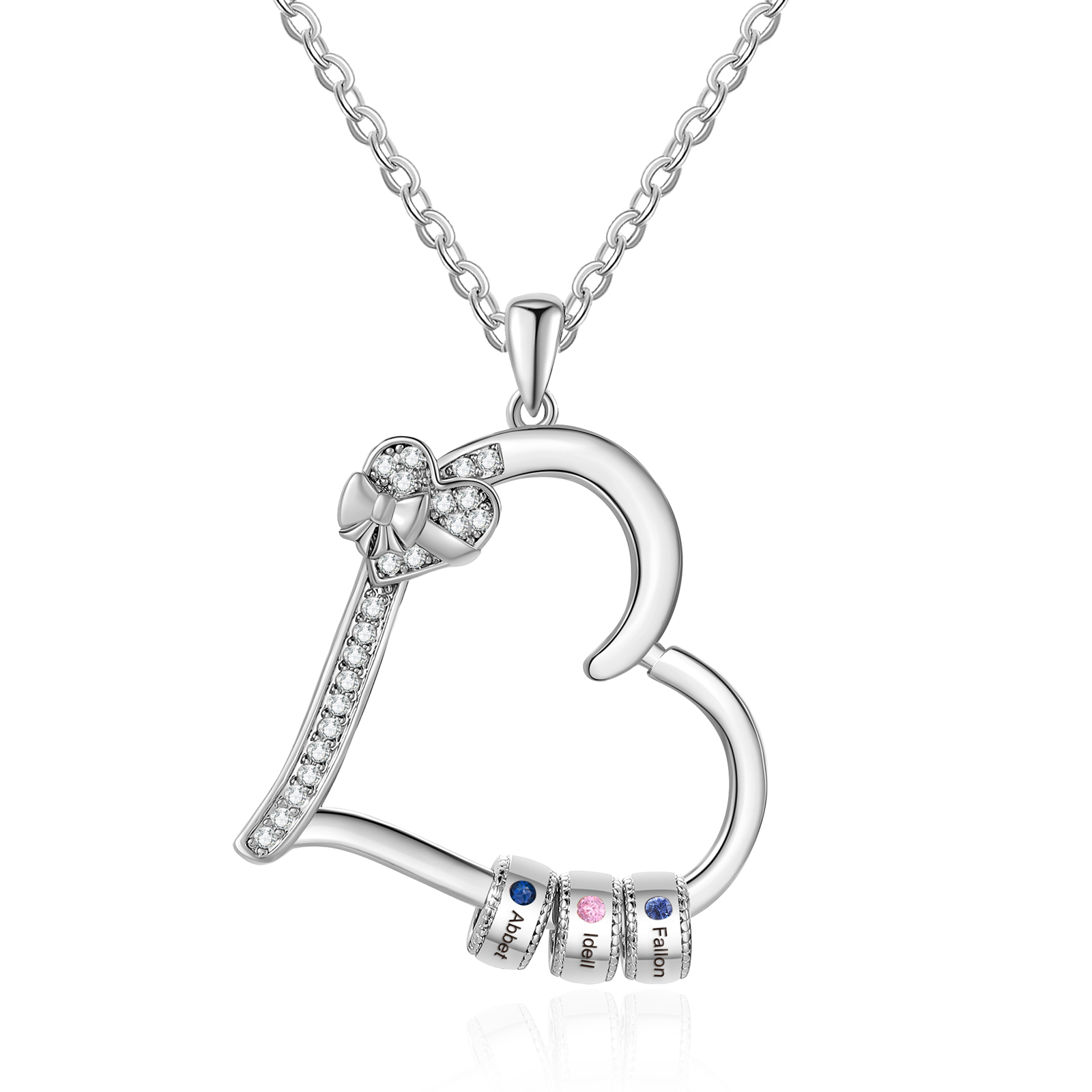 3 Names & 3 Birthstones Personalised Birthstone Bracelet – Infinity Family Heart Charm Jewellery | Jessemade