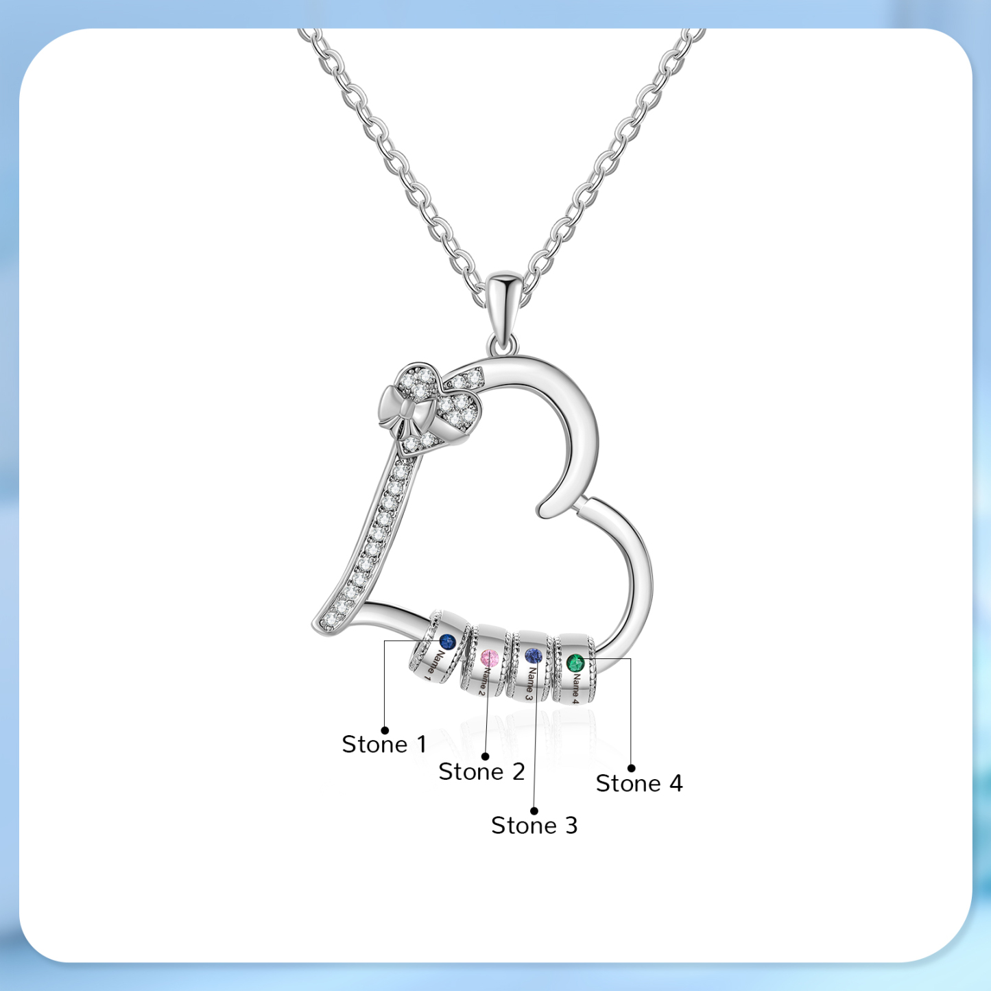 4 Names & 4 Birthstones Personalised Birthstone Bracelet – Infinity Family Heart Charm Jewellery | Jessemade