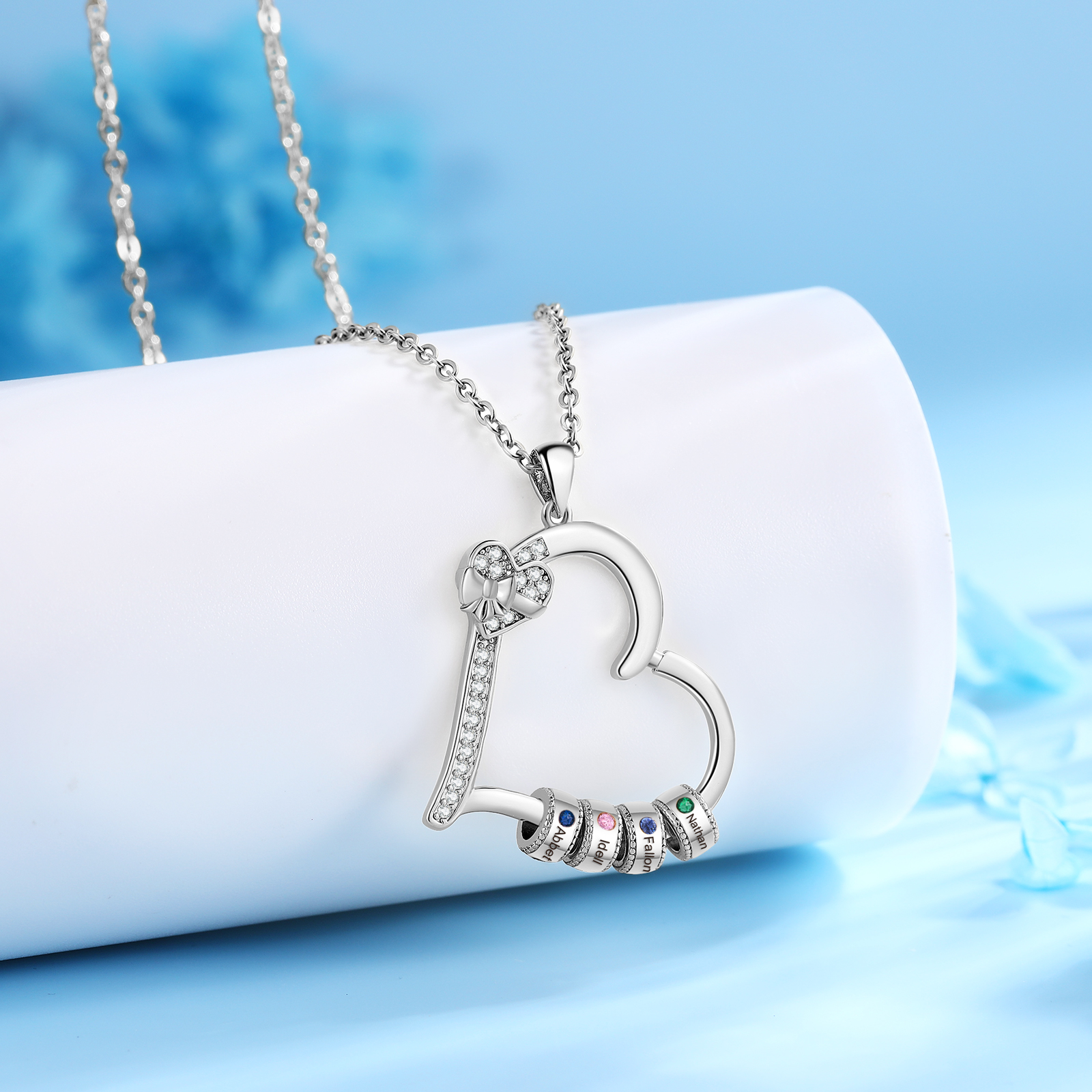 4 Names & 4 Birthstones Personalised Birthstone Bracelet – Infinity Family Heart Charm Jewellery | Jessemade