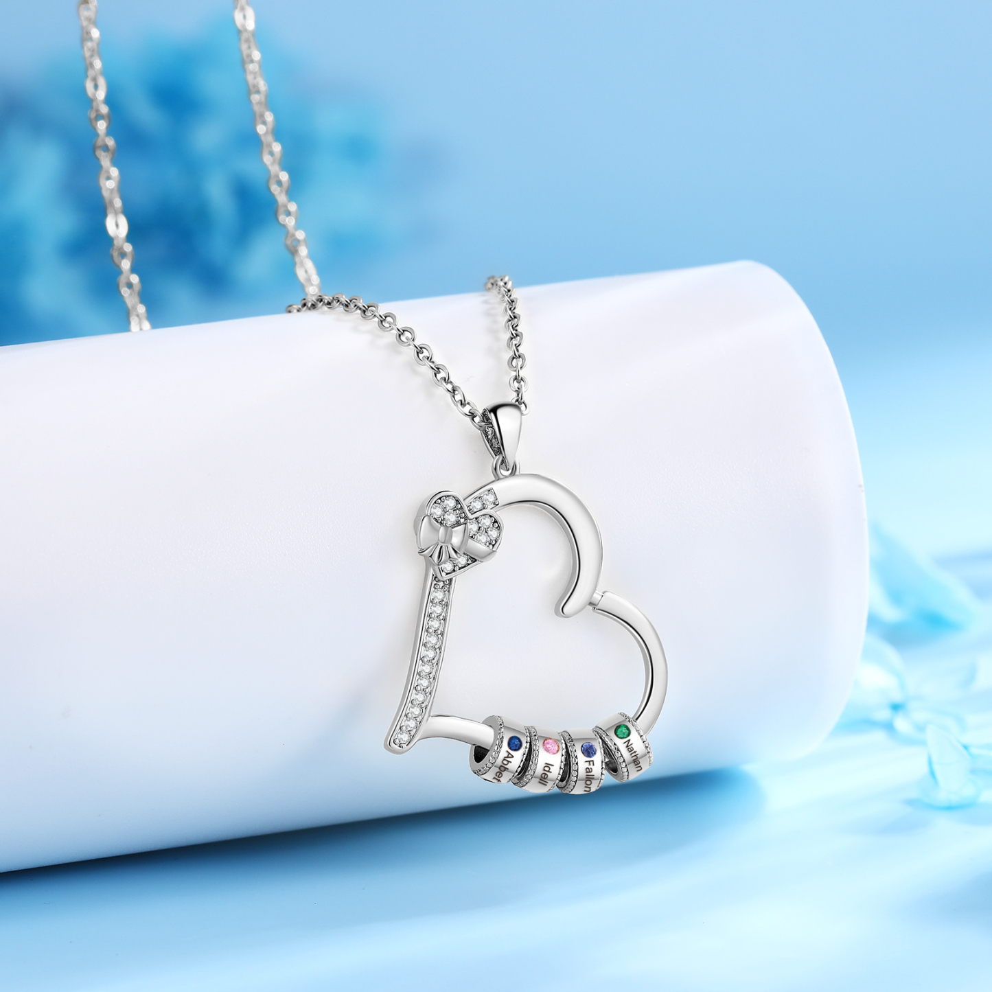 4 Names & 4 Birthstones Personalised Birthstone Bracelet – Infinity Family Heart Charm Jewellery | Jessemade