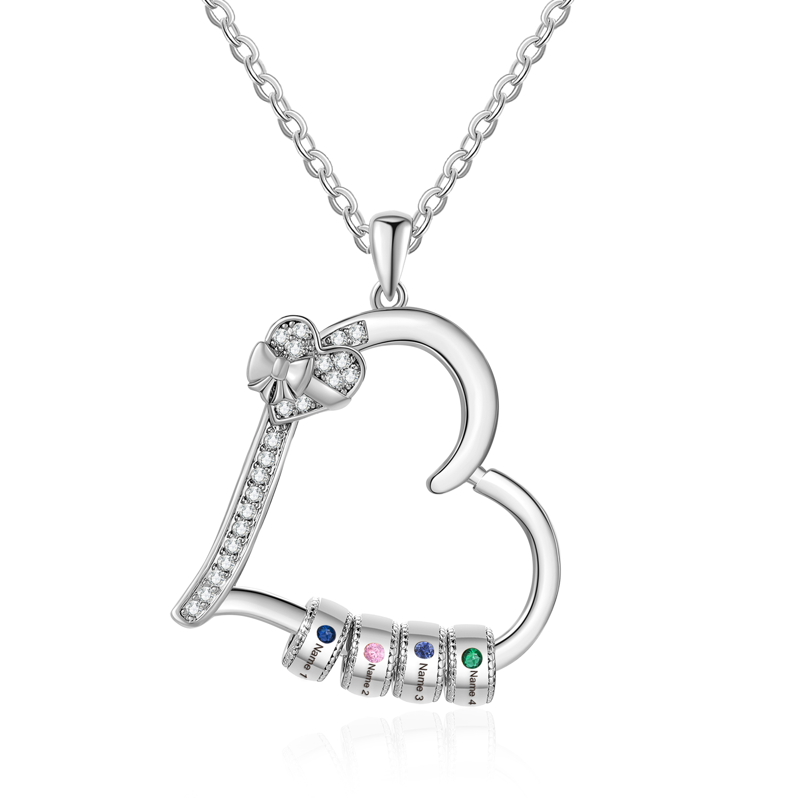 4 Names & 4 Birthstones Personalised Birthstone Bracelet – Infinity Family Heart Charm Jewellery | Jessemade