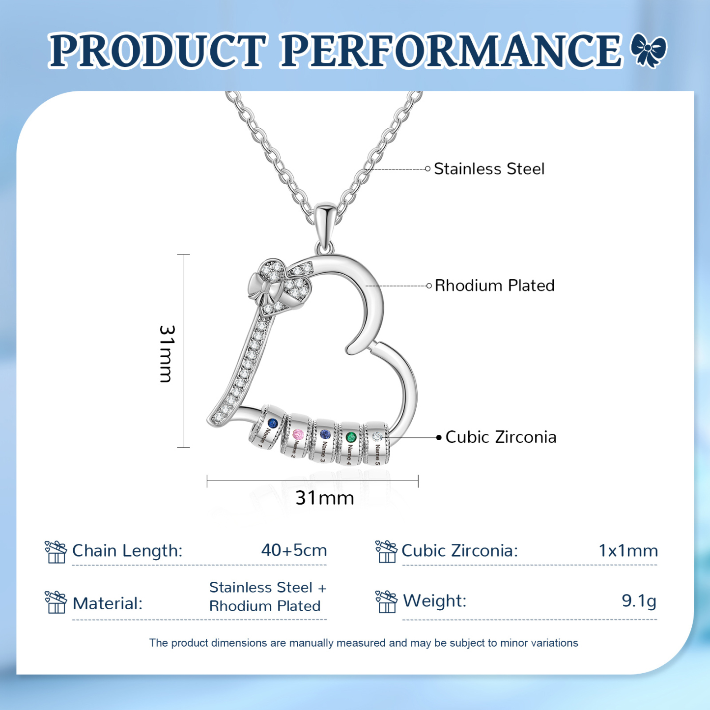5 Names & 5 Birthstones Personalised Birthstone Bracelet – Infinity Family Heart Charm Jewellery | Jessemade