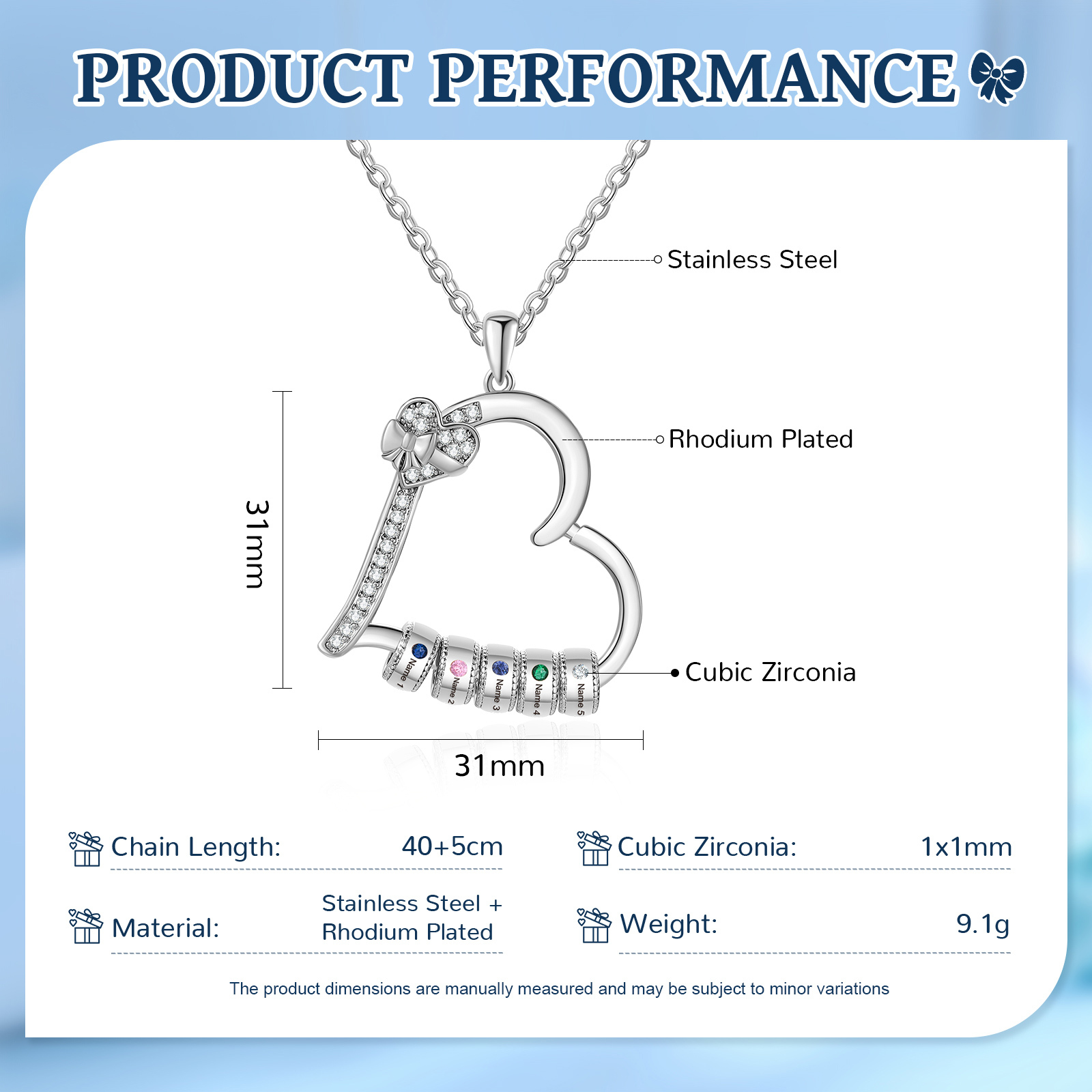 5 Names & 5 Birthstones Personalised Birthstone Bracelet – Infinity Family Heart Charm Jewellery | Jessemade