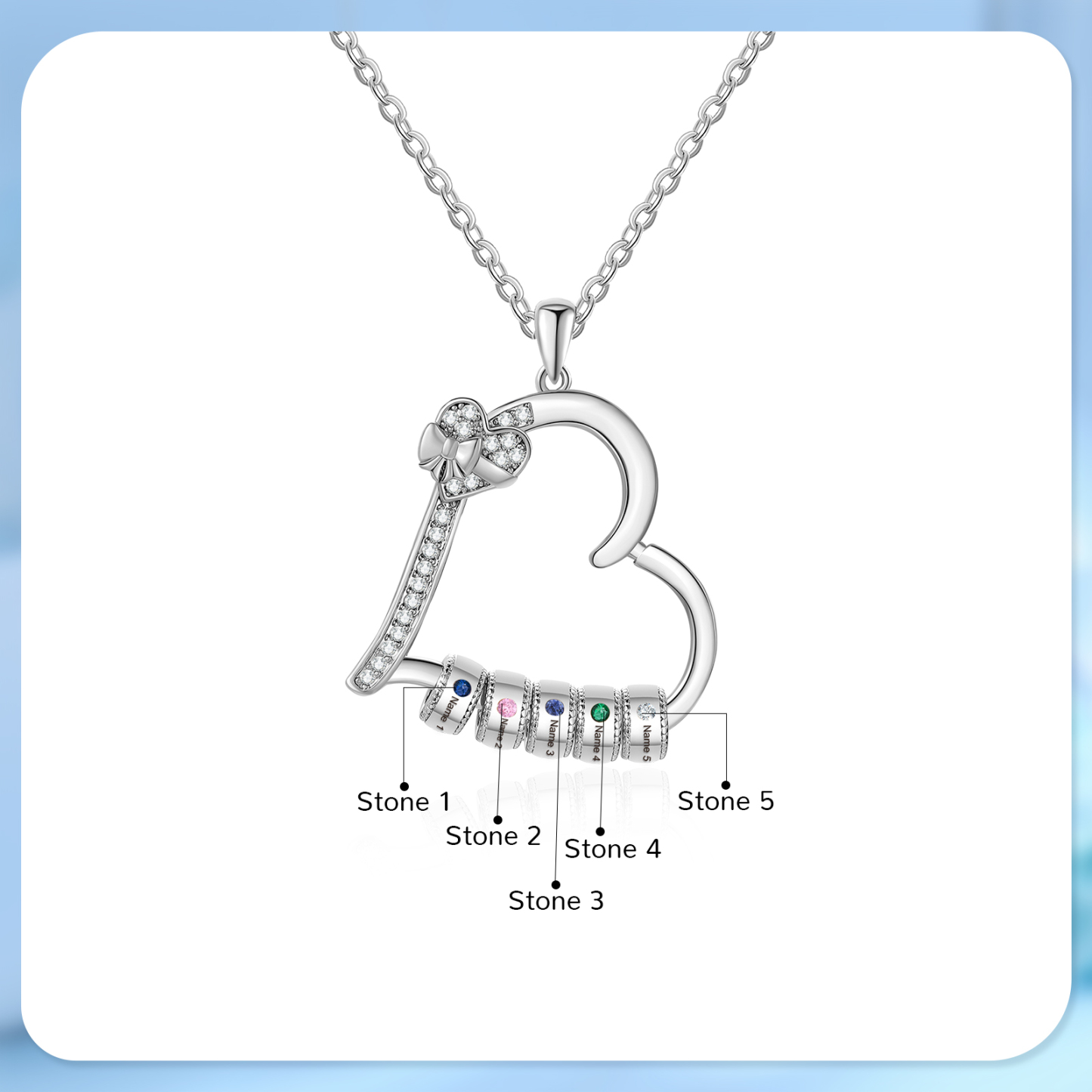 5 Names & 5 Birthstones Personalised Birthstone Bracelet – Infinity Family Heart Charm Jewellery | Jessemade