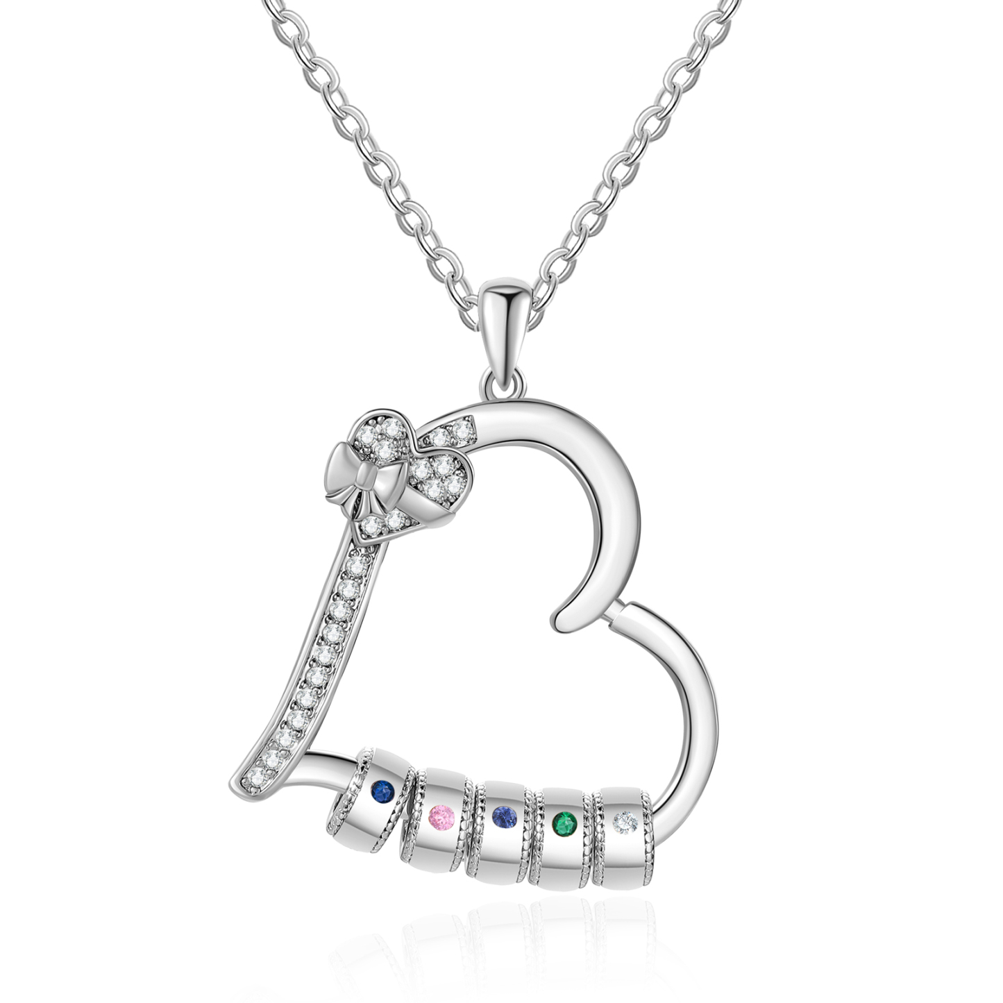 5 Names & 5 Birthstones Personalised Birthstone Bracelet – Infinity Family Heart Charm Jewellery | Jessemade