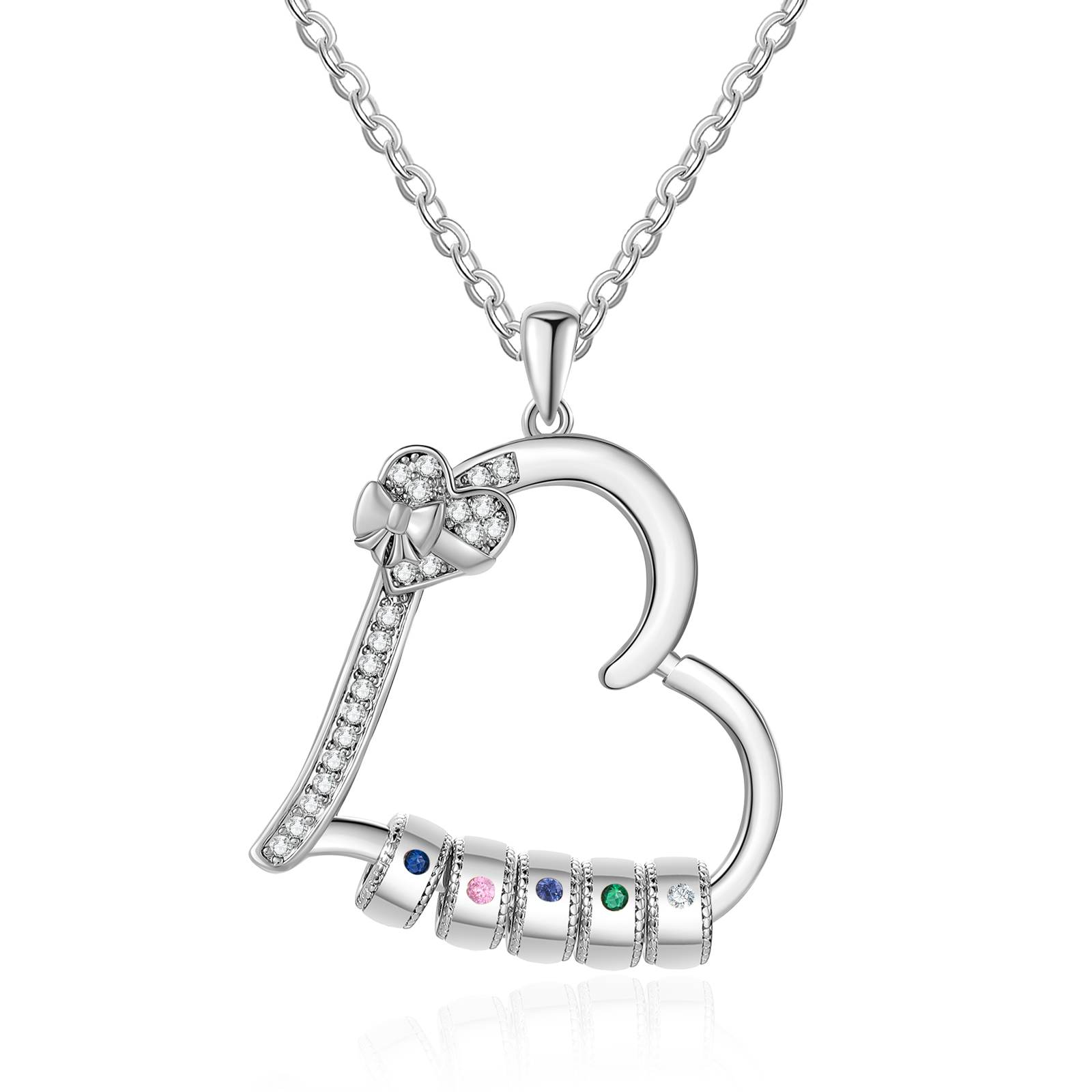 5 Names & 5 Birthstones Personalised Birthstone Bracelet – Infinity Family Heart Charm Jewellery | Jessemade