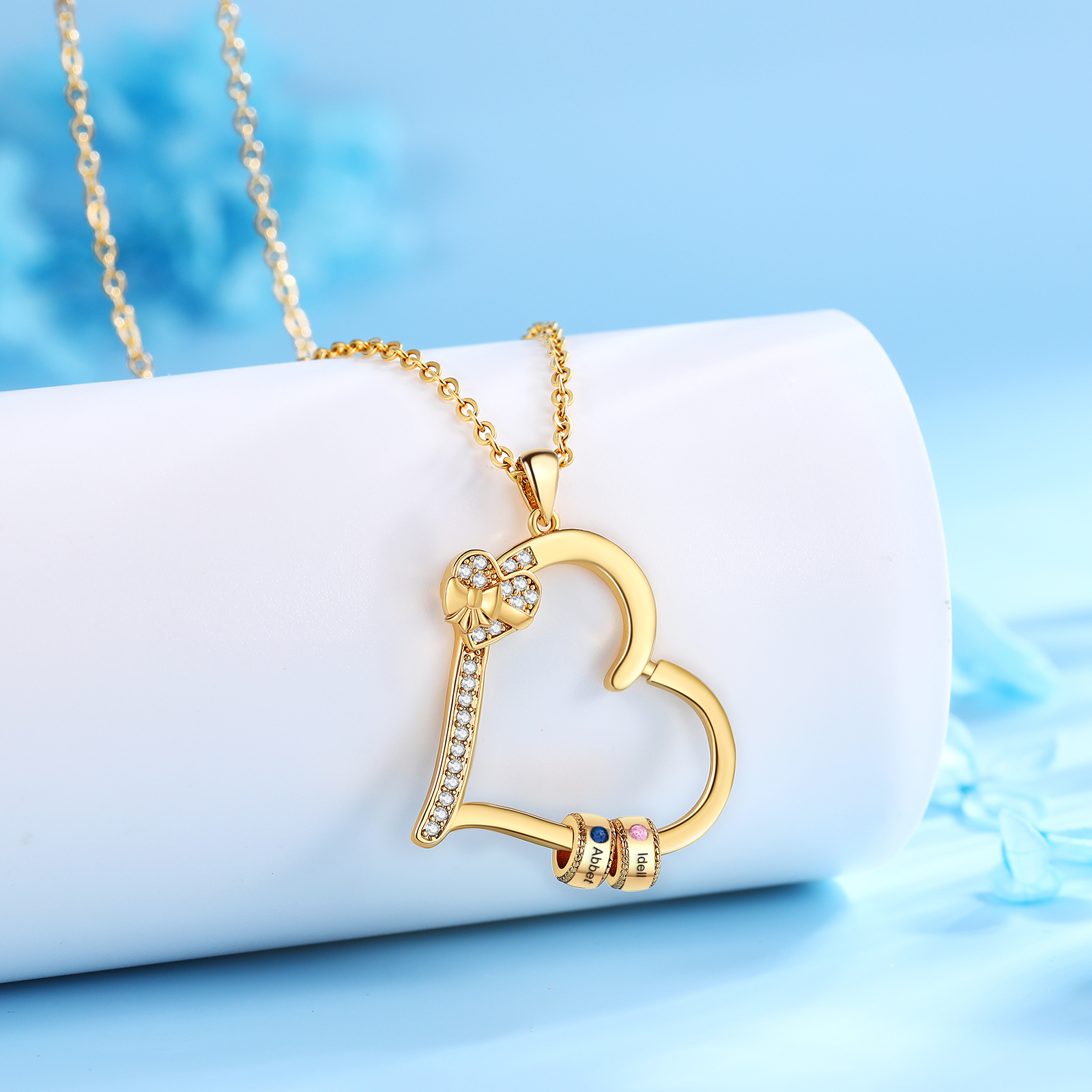 2 Names Personalised Birthstone Bracelet – Infinity Family Heart Charm Jewellery | Jessemade