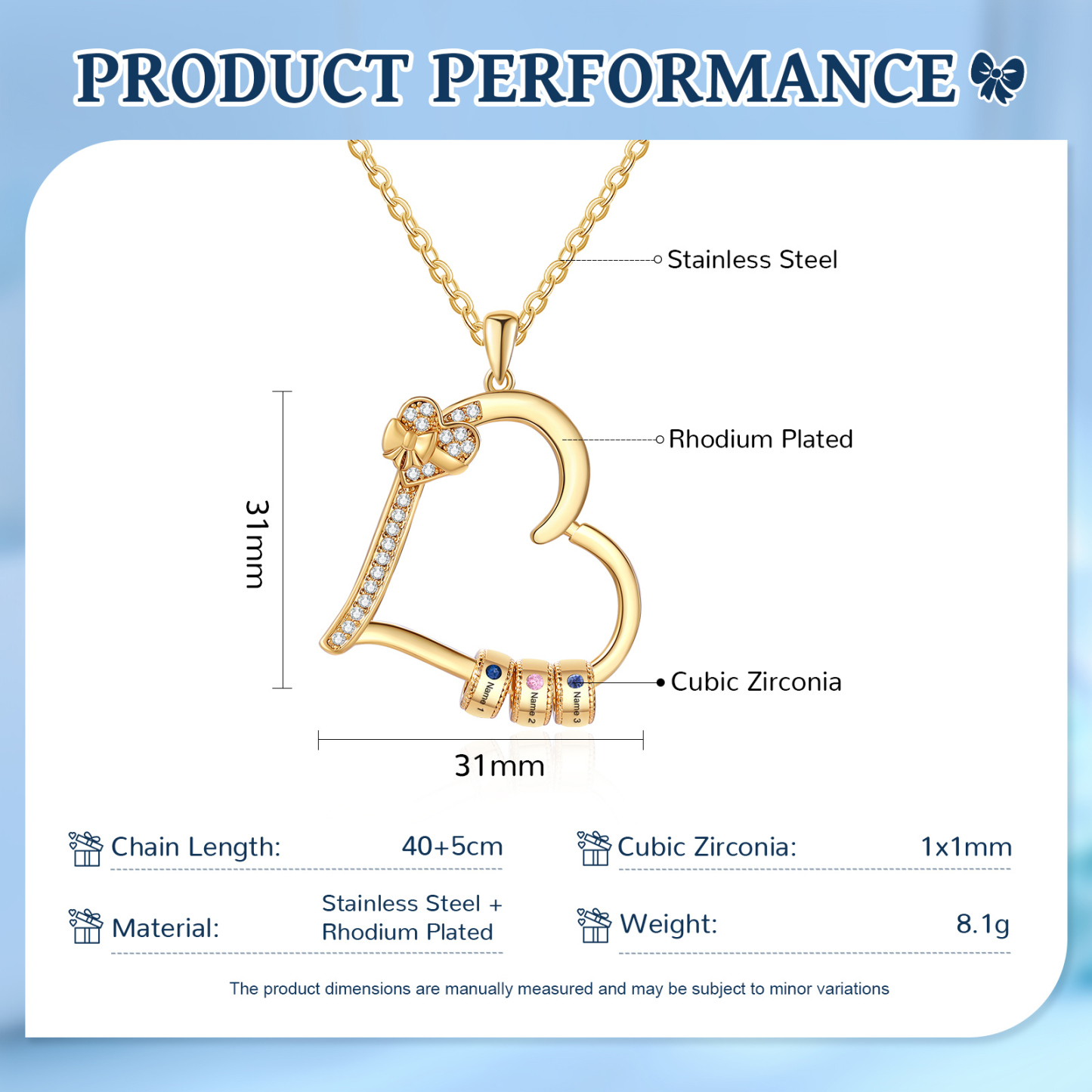3 Names & 3 Birthstones Personalised Birthstone Bracelet – Infinity Family Heart Charm Jewellery | Jessemade