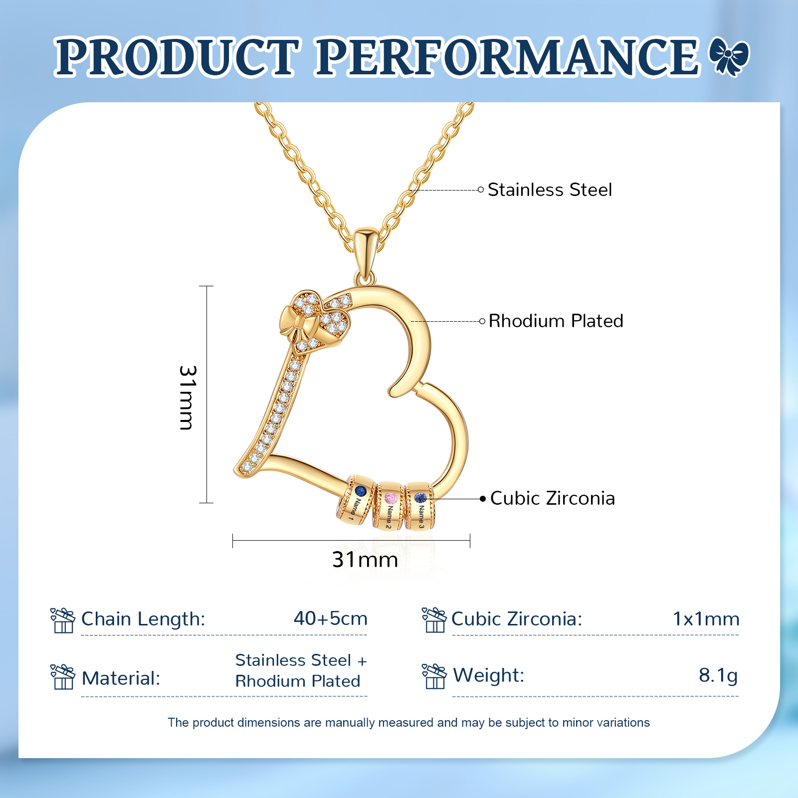 3 Names & 3 Birthstones Personalised Birthstone Bracelet – Infinity Family Heart Charm Jewellery | Jessemade