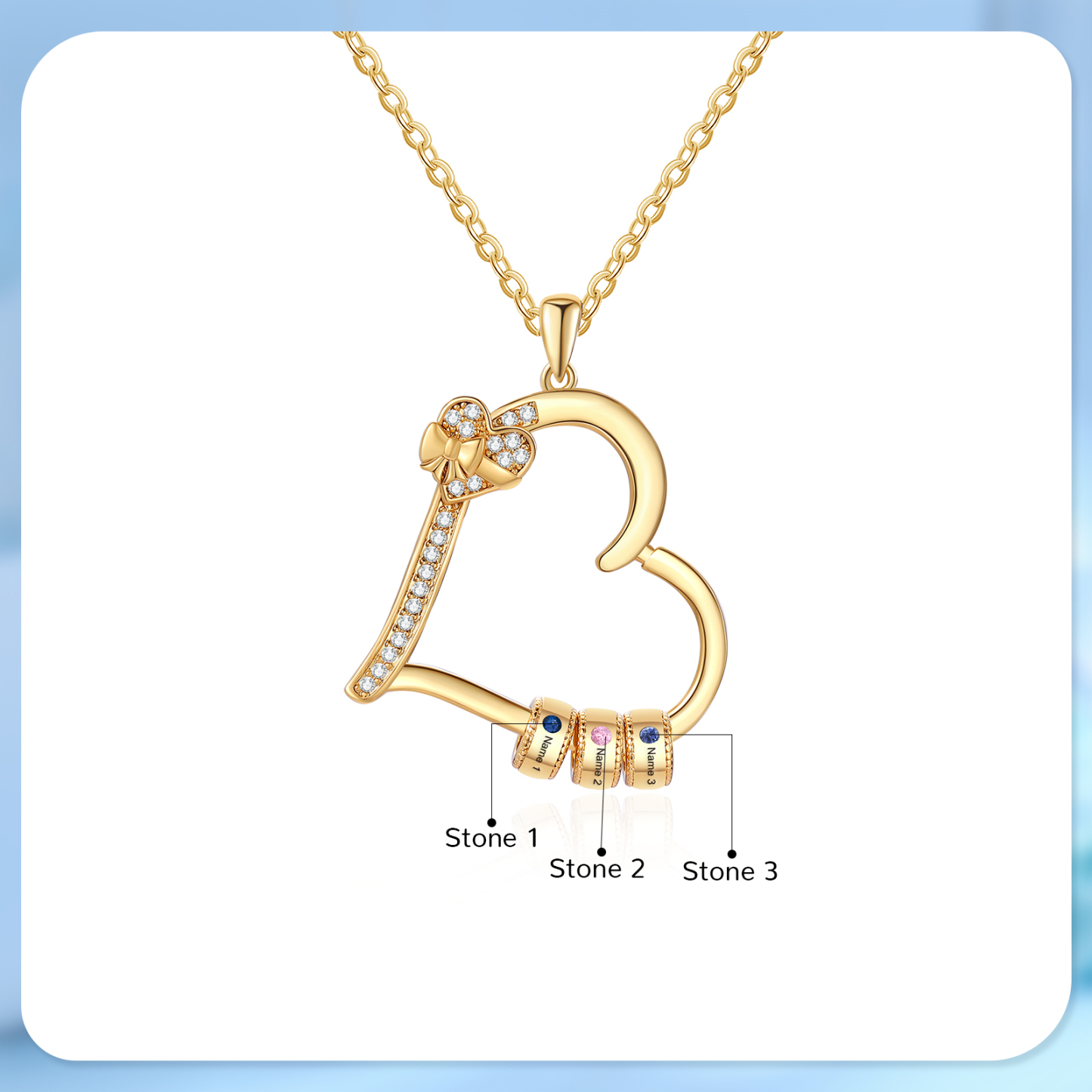 3 Names & 3 Birthstones Personalised Birthstone Bracelet – Infinity Family Heart Charm Jewellery | Jessemade
