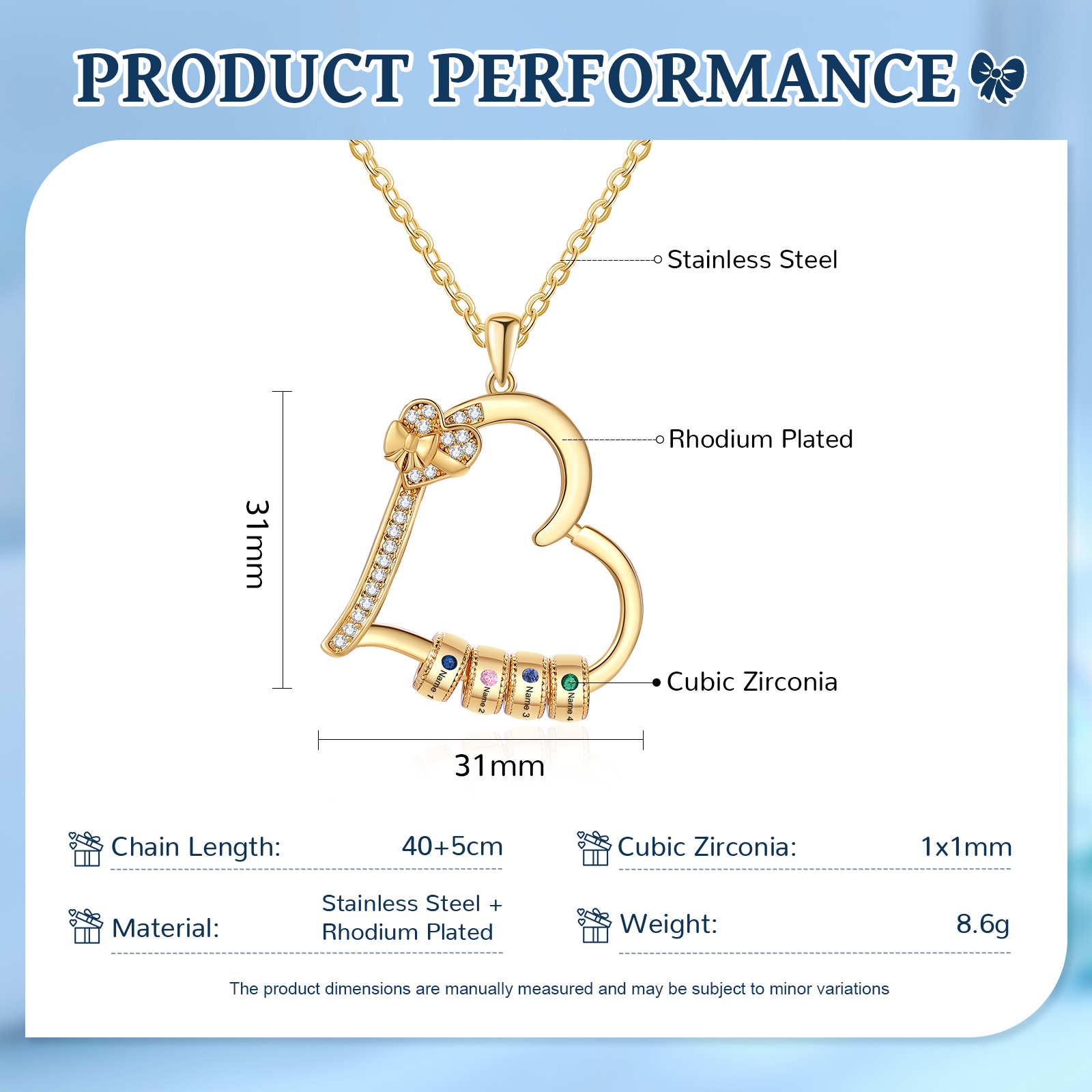 4 Names & 4 Birthstones Personalised Birthstone Bracelet – Infinity Family Heart Charm Jewellery | Jessemade