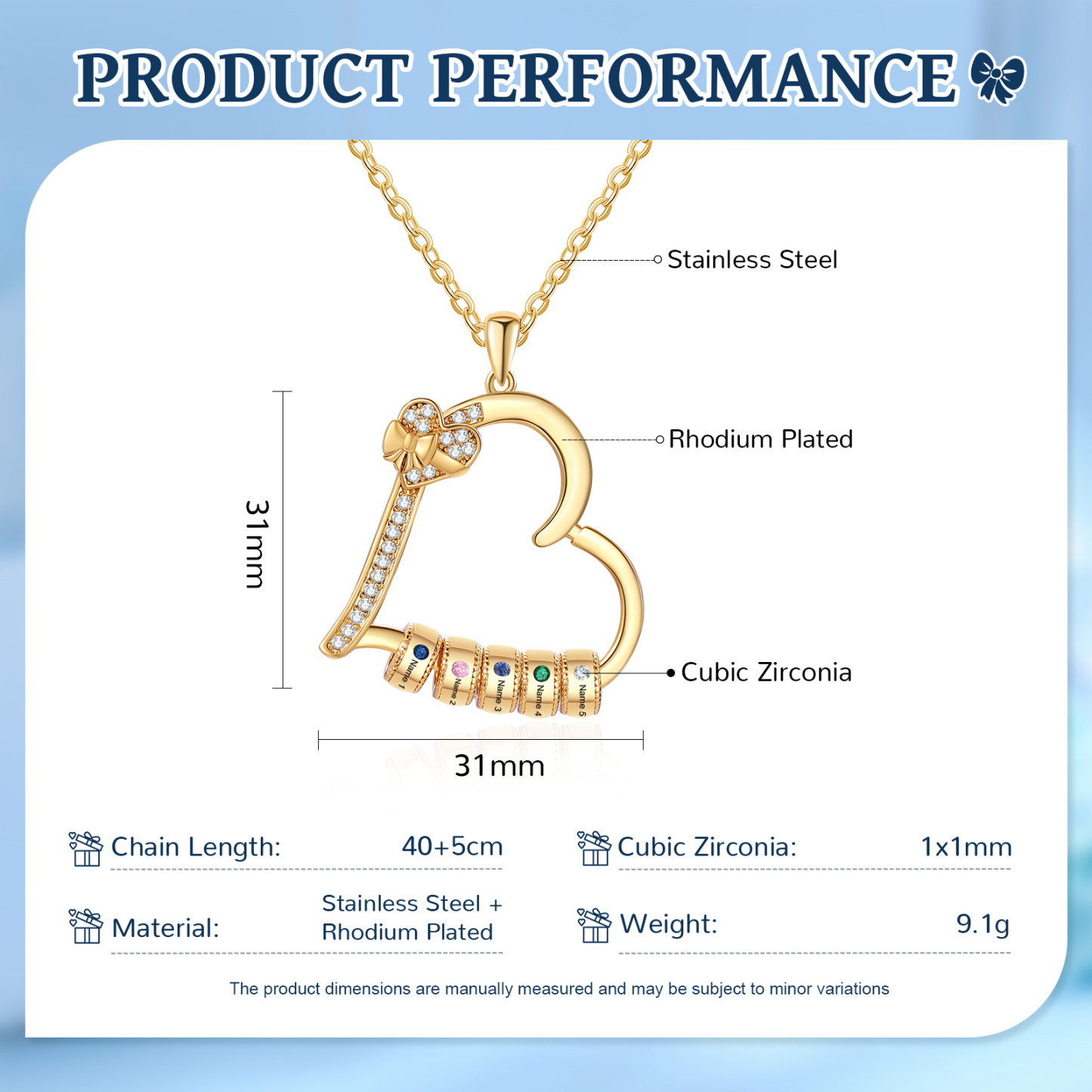 5 Names & 5 Birthstones Personalised Birthstone Bracelet – Infinity Family Heart Charm Jewellery | Jessemade