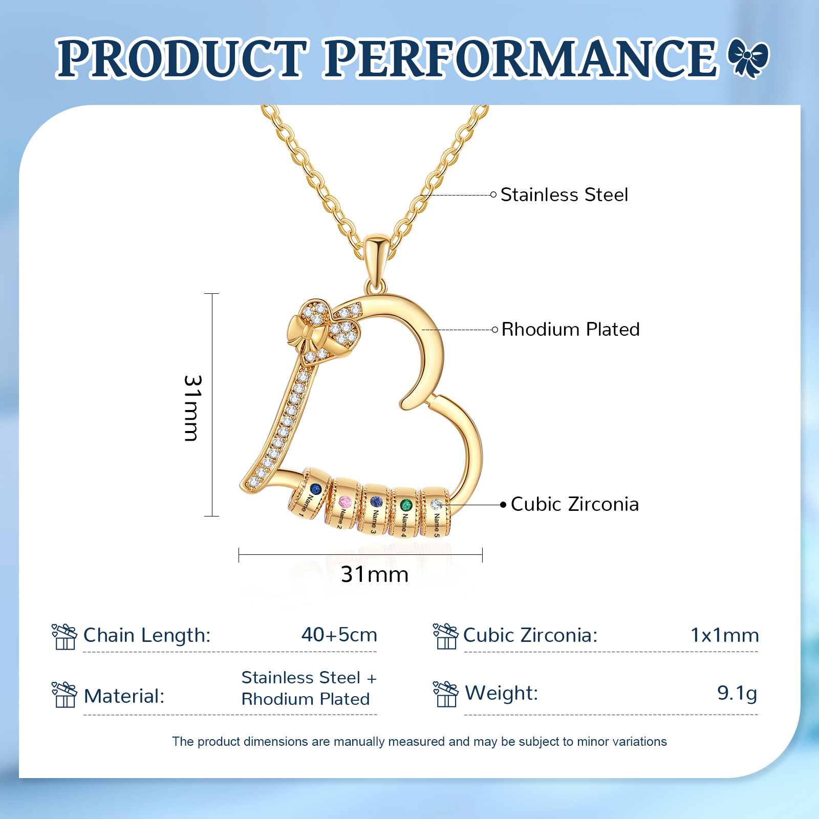 5 Names & 5 Birthstones Personalised Birthstone Bracelet – Infinity Family Heart Charm Jewellery | Jessemade