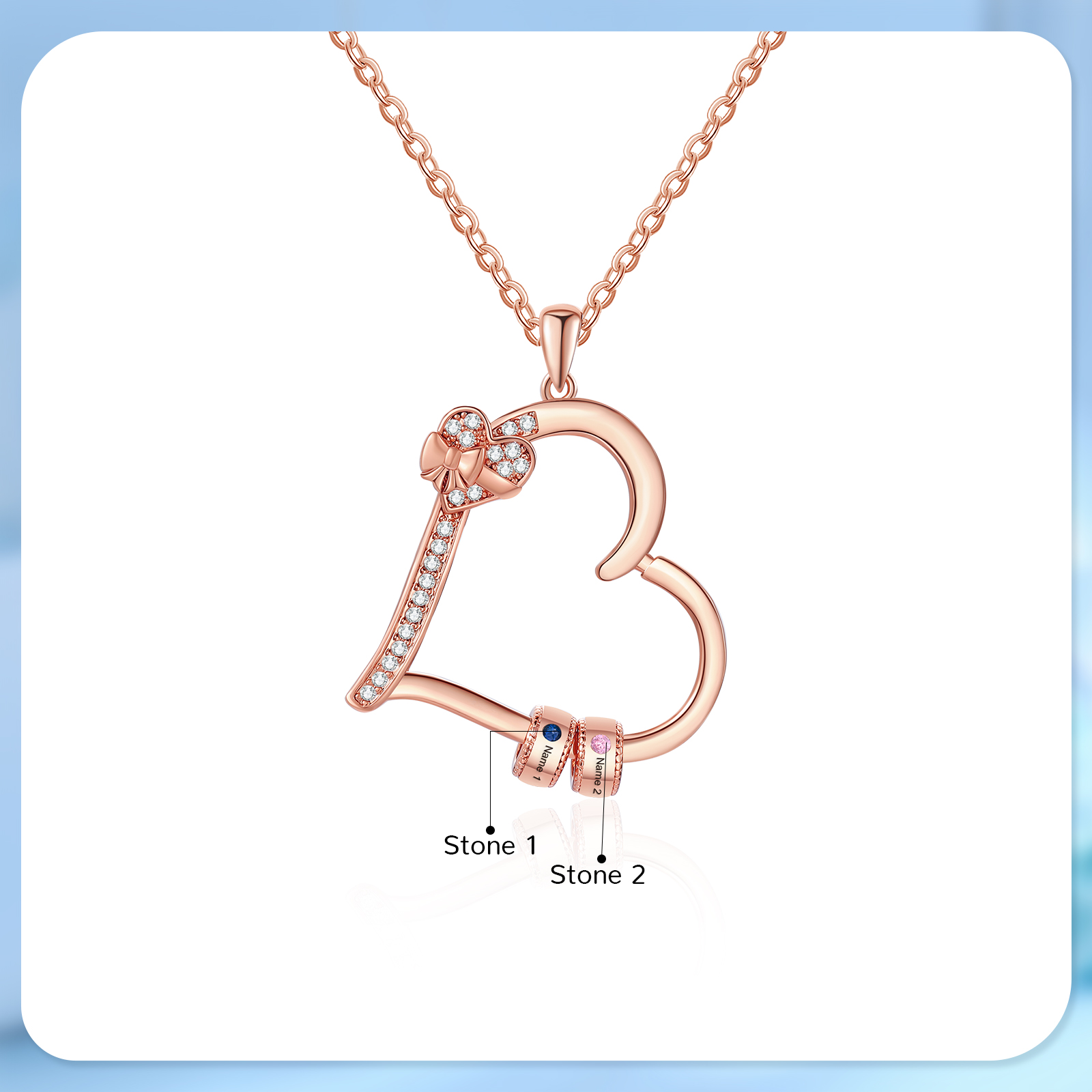 2 Names Personalised Birthstone Bracelet – Infinity Family Heart Charm Jewellery | Jessemade