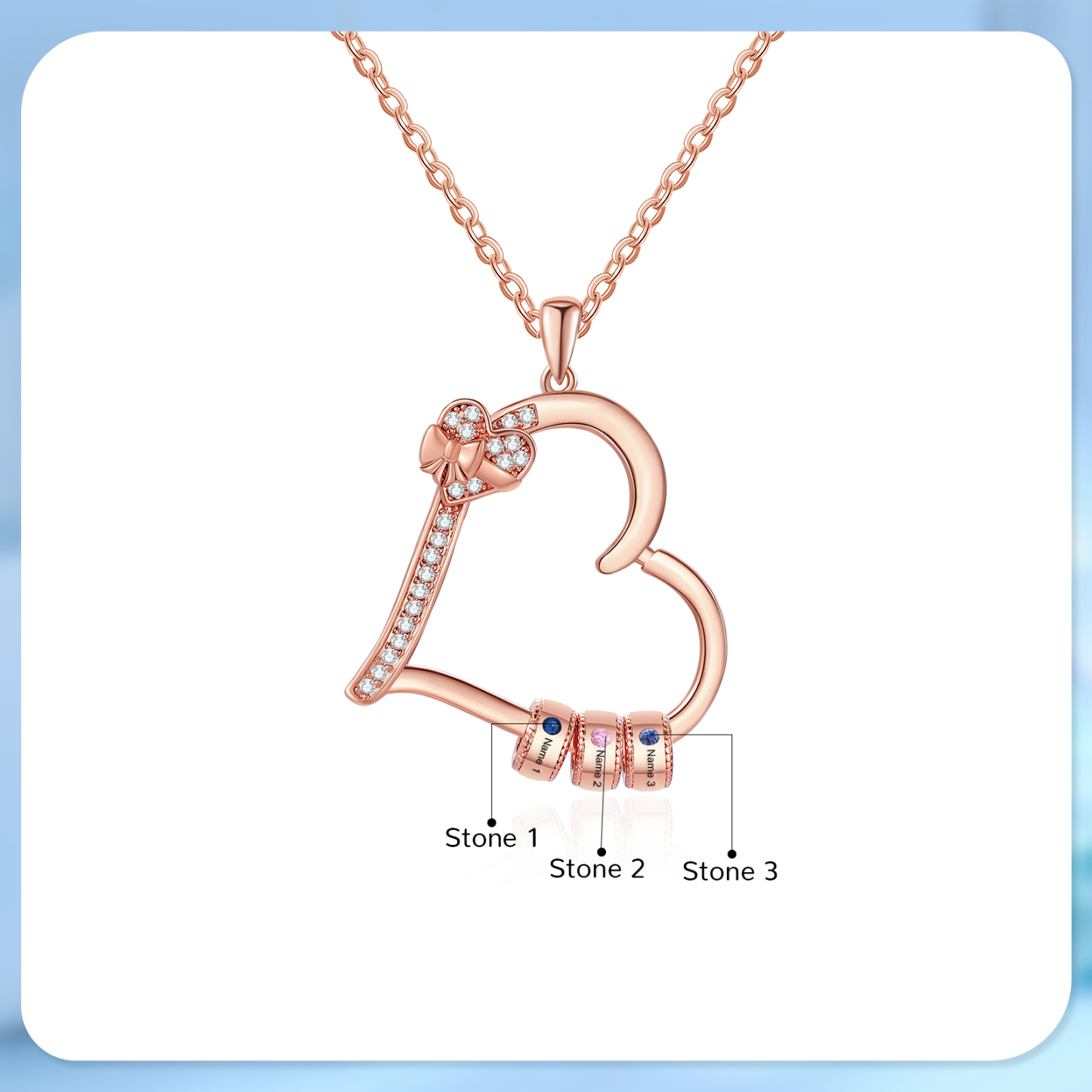 3 Names & 3 Birthstones Personalised Birthstone Bracelet – Infinity Family Heart Charm Jewellery | Jessemade