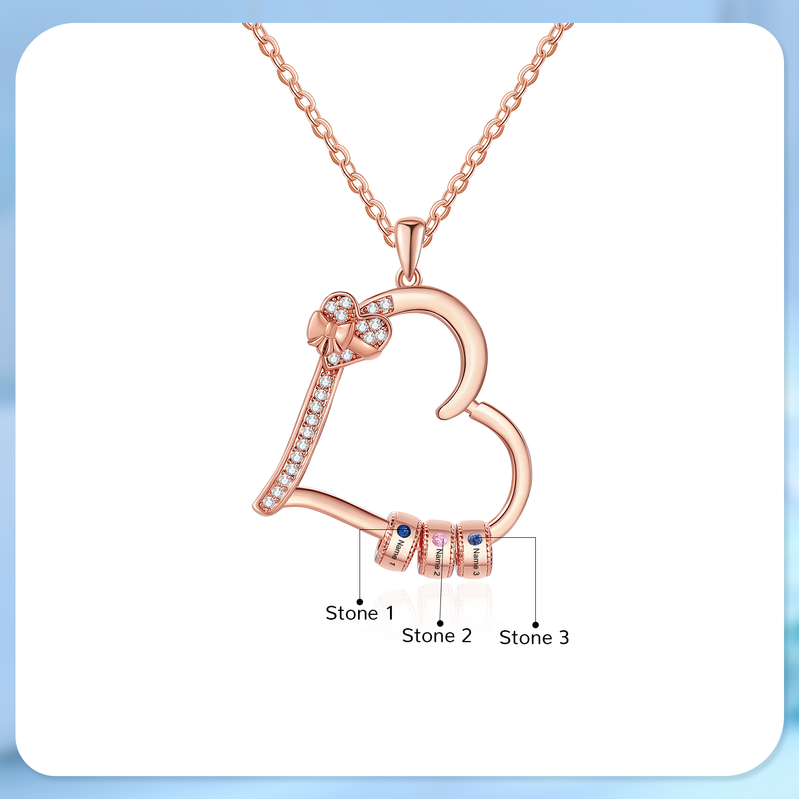 3 Names & 3 Birthstones Personalised Birthstone Bracelet – Infinity Family Heart Charm Jewellery | Jessemade