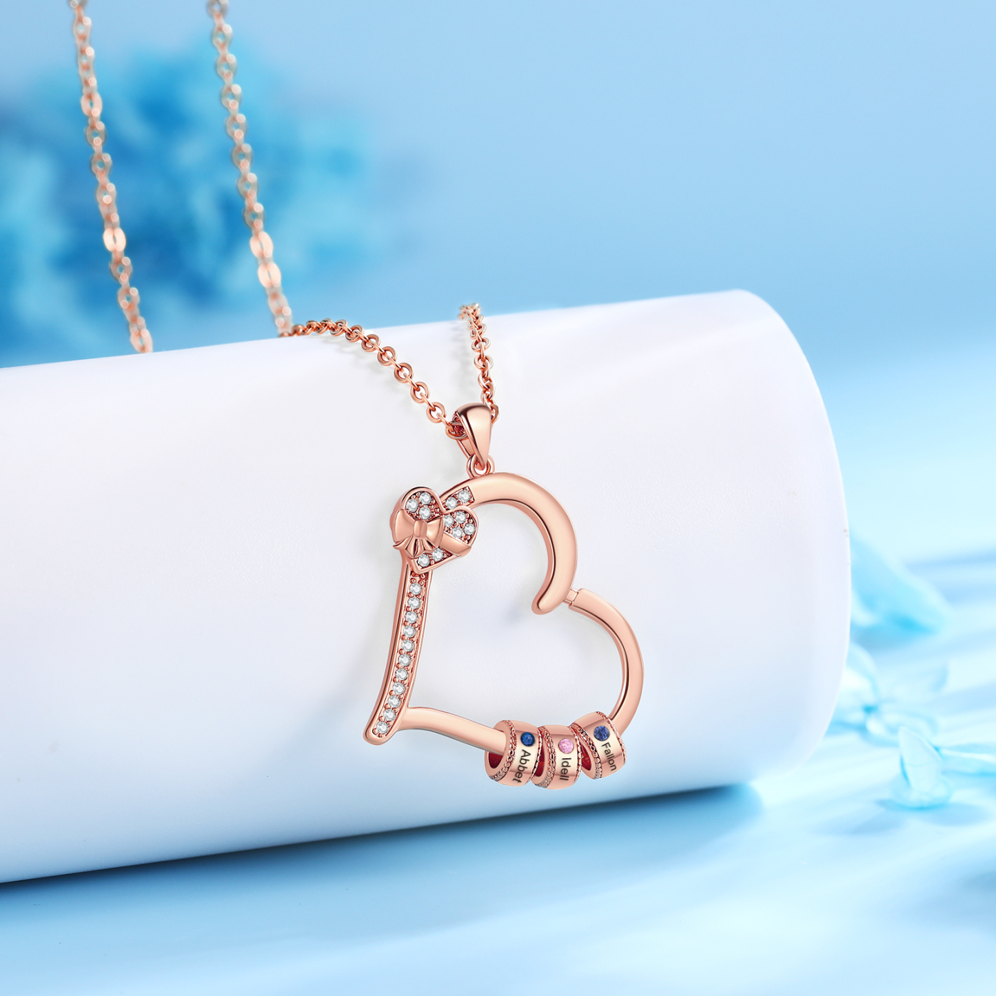 3 Names & 3 Birthstones Personalised Birthstone Bracelet – Infinity Family Heart Charm Jewellery | Jessemade
