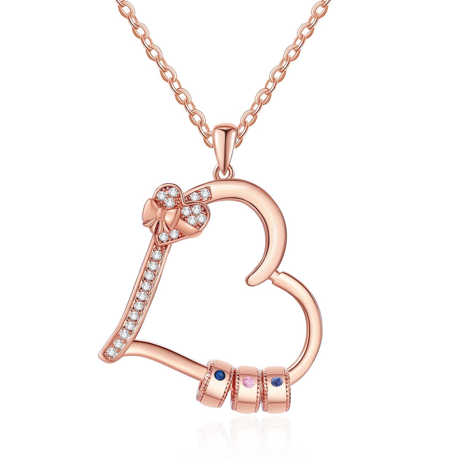 3 Names & 3 Birthstones Personalised Birthstone Bracelet – Infinity Family Heart Charm Jewellery | Jessemade