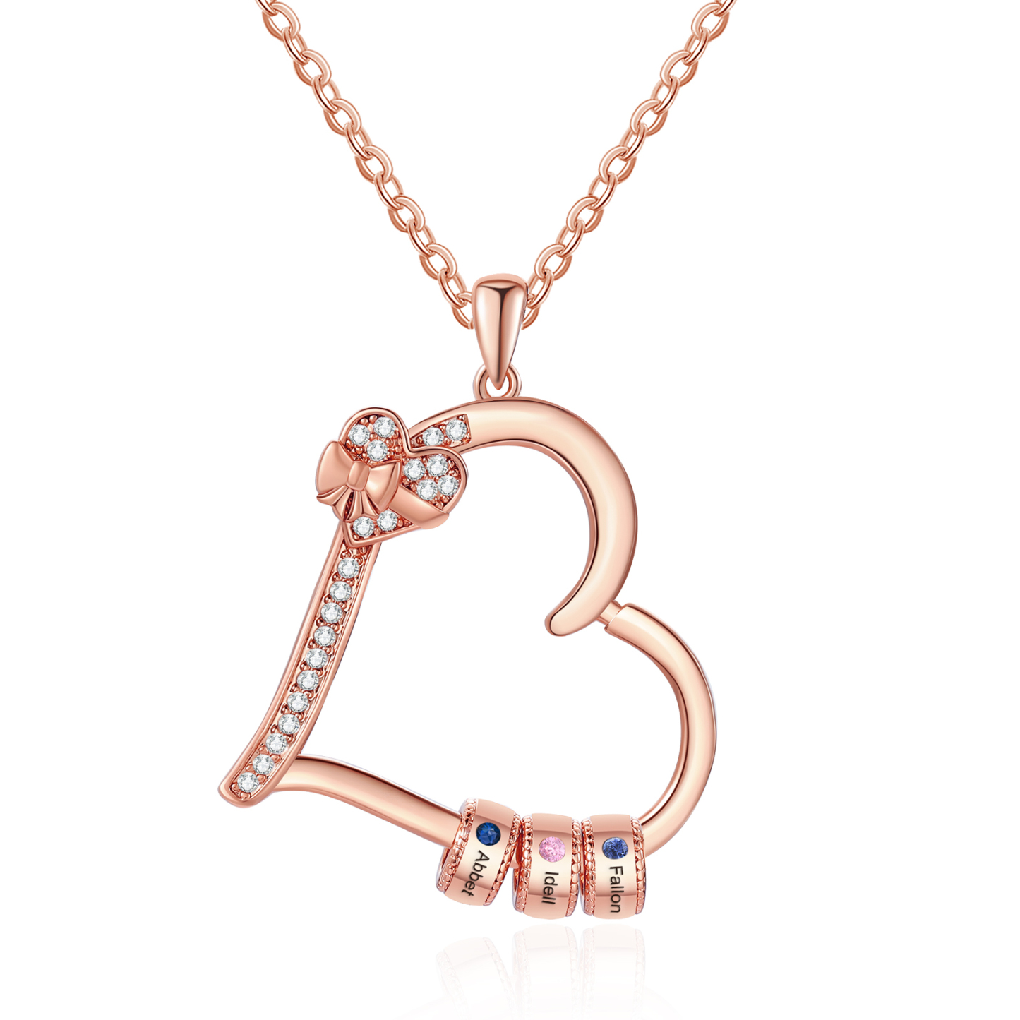 3 Names & 3 Birthstones Personalised Birthstone Bracelet – Infinity Family Heart Charm Jewellery | Jessemade