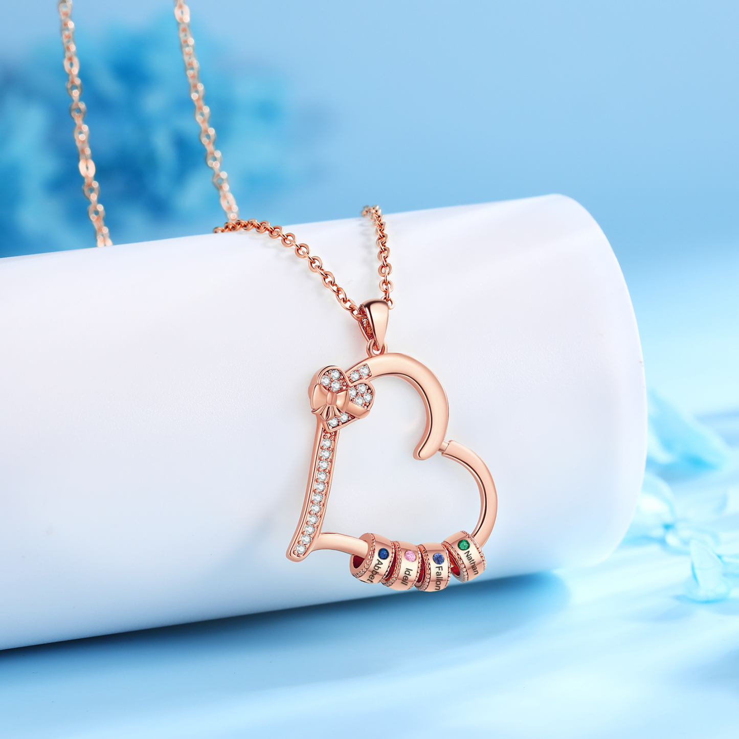 4 Names & 4 Birthstones Personalised Birthstone Bracelet – Infinity Family Heart Charm Jewellery | Jessemade