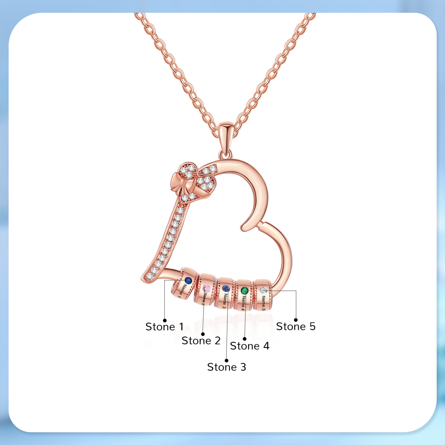 5 Names & 5 Birthstones Personalised Birthstone Bracelet – Infinity Family Heart Charm Jewellery | Jessemade