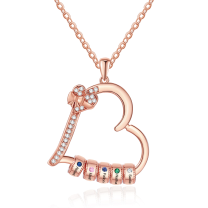 5 Names & 5 Birthstones Personalised Birthstone Bracelet – Infinity Family Heart Charm Jewellery | Jessemade