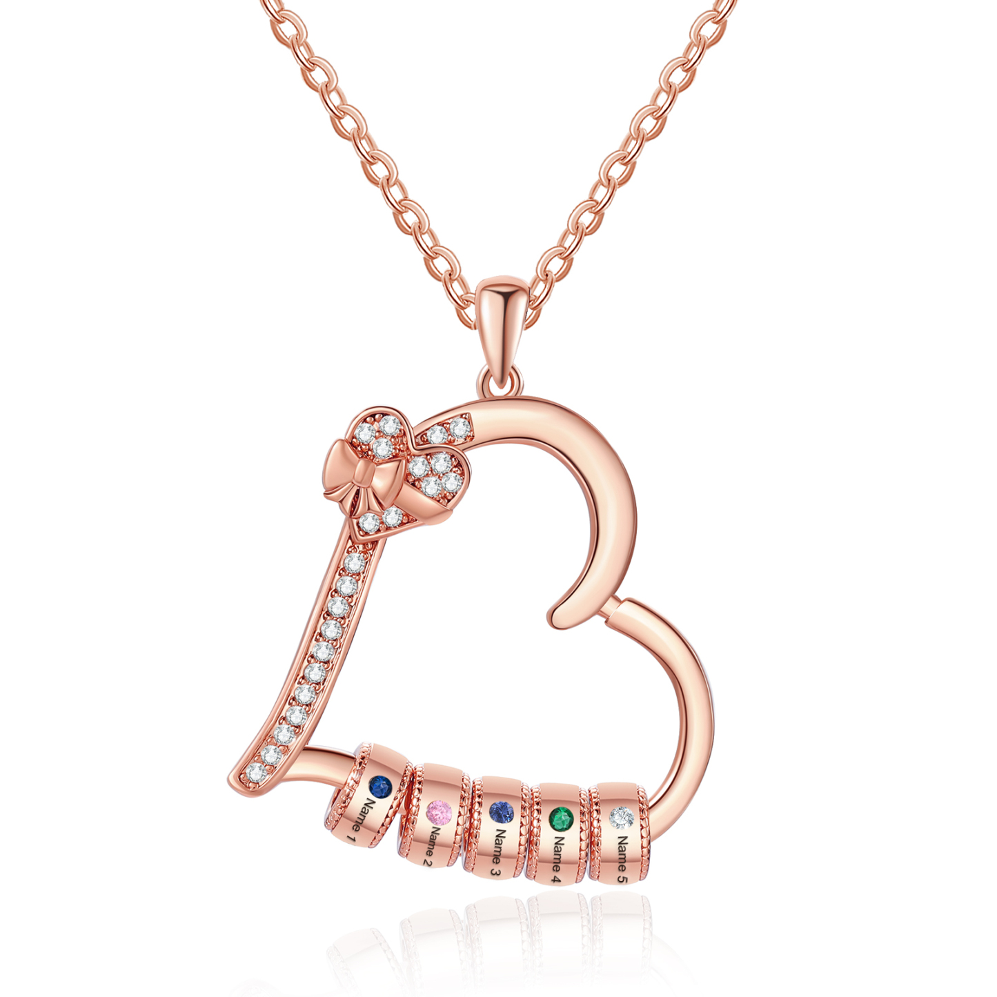 5 Names & 5 Birthstones Personalised Birthstone Bracelet – Infinity Family Heart Charm Jewellery | Jessemade