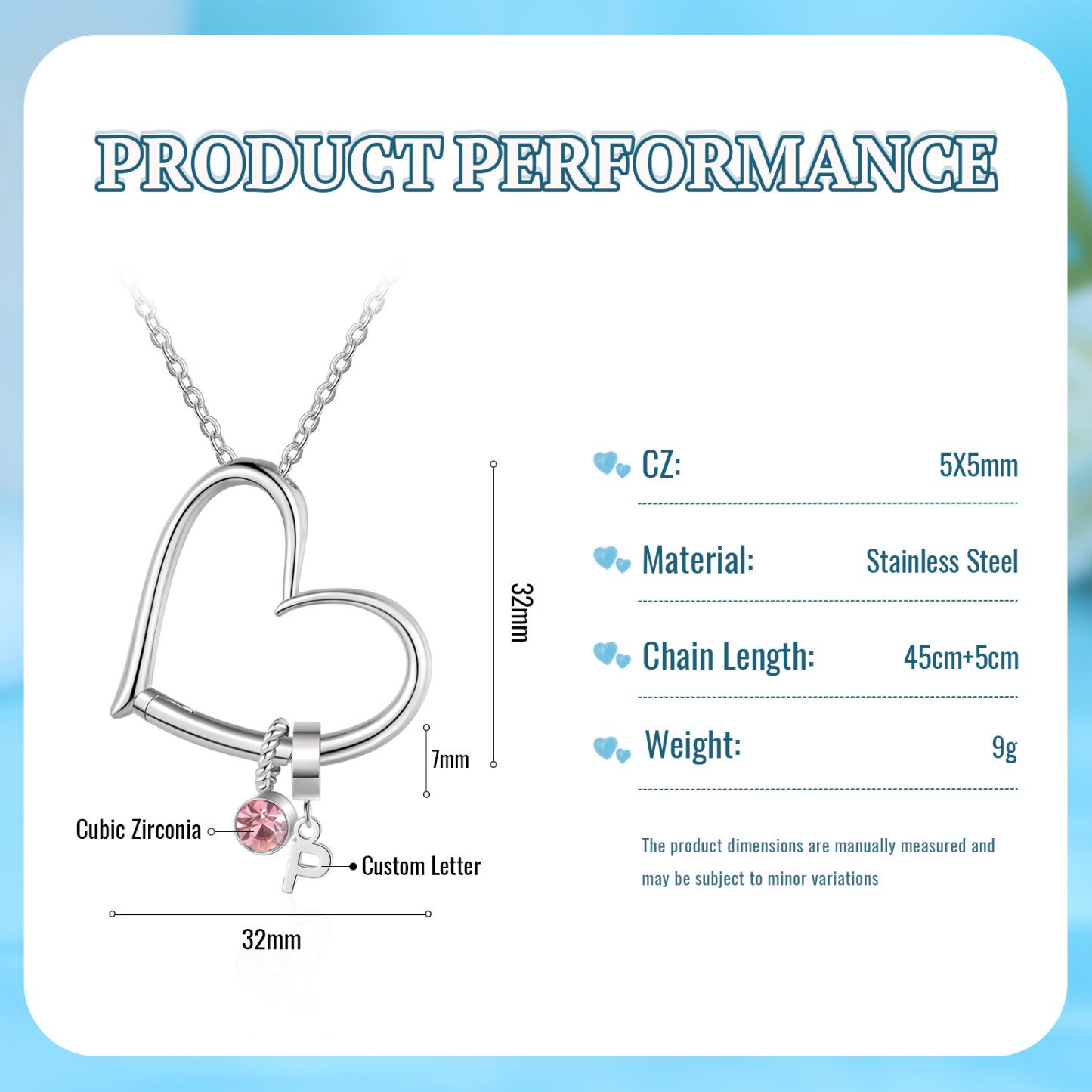 Personalised Heart Necklace Custom 1 lettre and  Birthstone - Personalised Gift for Her | Jessemade